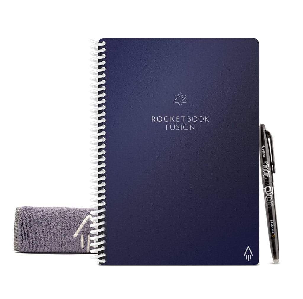 Rocketbook EVRF-E-M-K-CDF Fusion Mini Notebook Bundle 2Pen 2Cloth Blue Executive