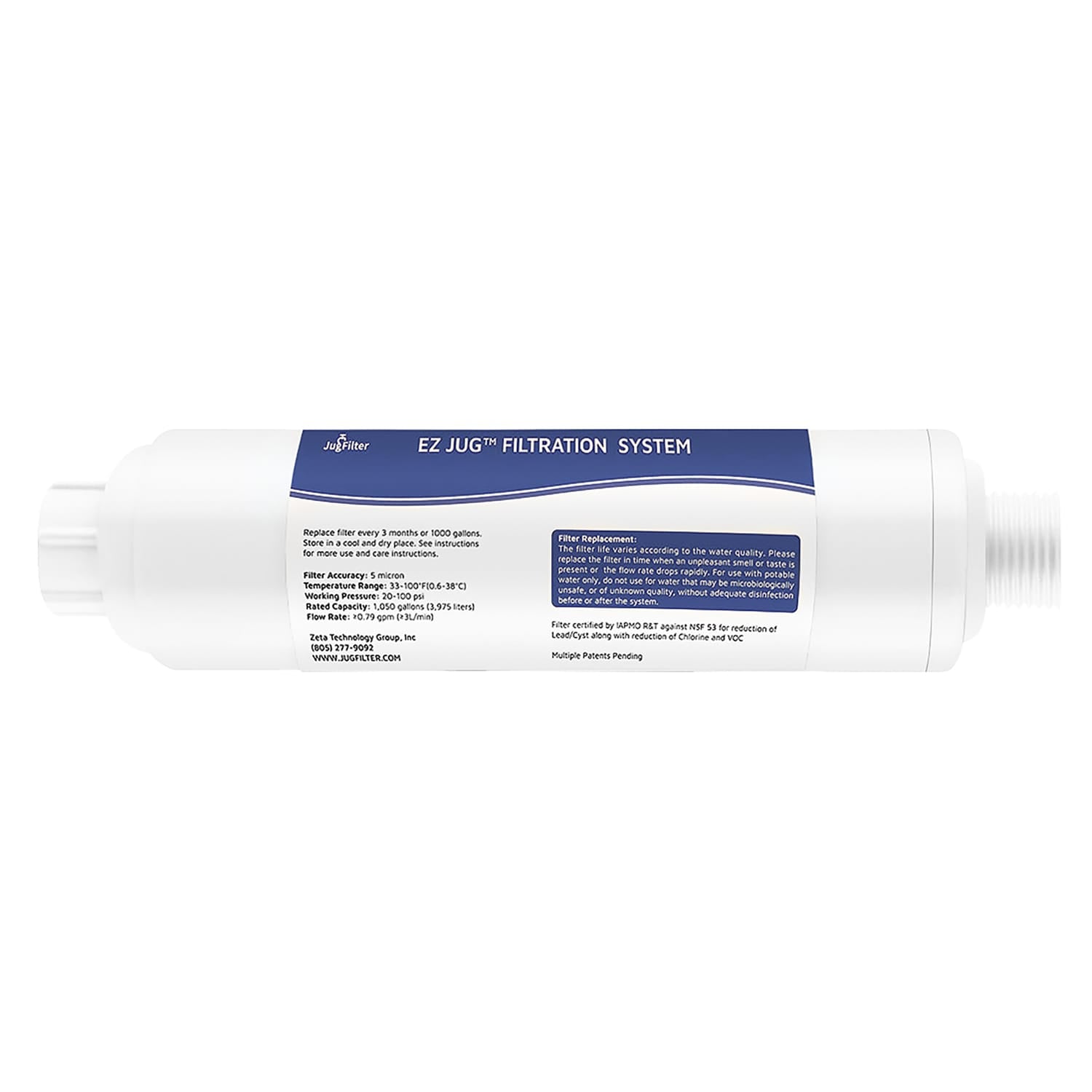 EZ Jug Replacement Water Filter Cartridge for EZ Jug Filtration System
