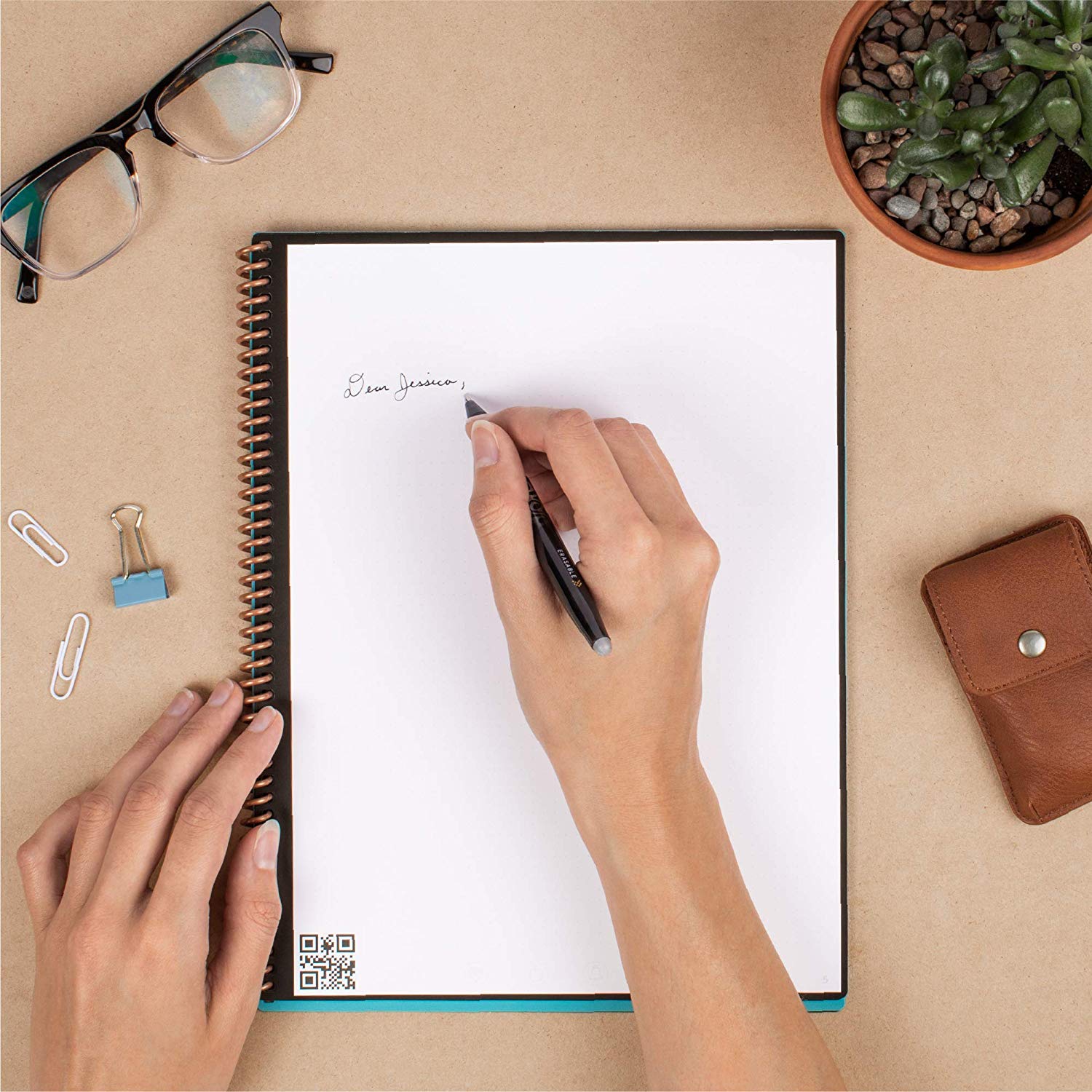 Rocketbook Everlast Mini Smart Reusable Notebook with Pen and Microfiber Cloth, Scarlet Red