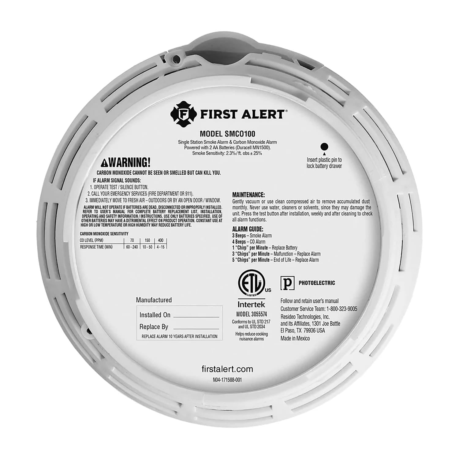First Alert SMCO100 Battery-Operated 2-in-1 Smoke and CO Alarm