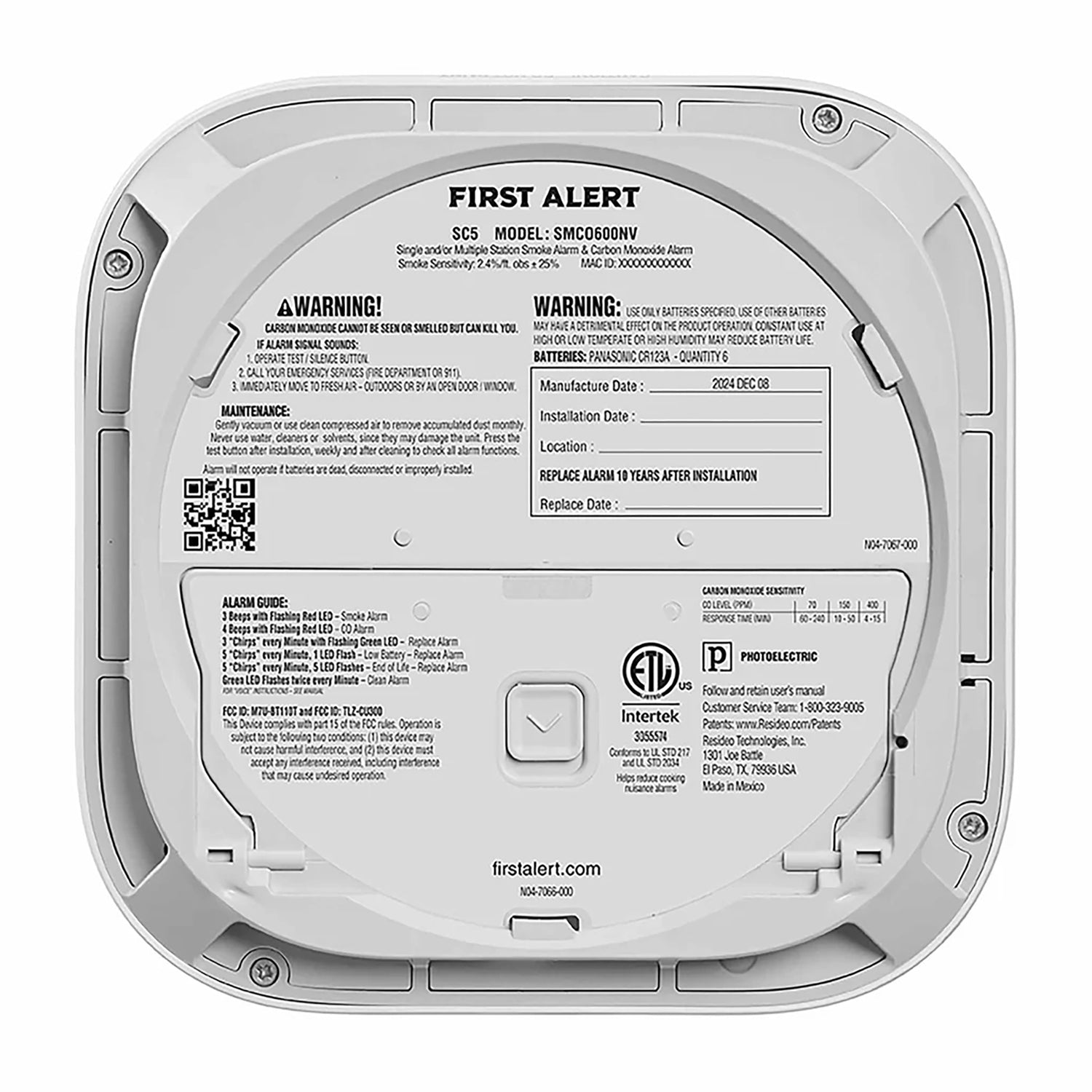 First Alert SC5 Battery Smart 2-in-1 Smoke and CO Alarm with Voice Alerts