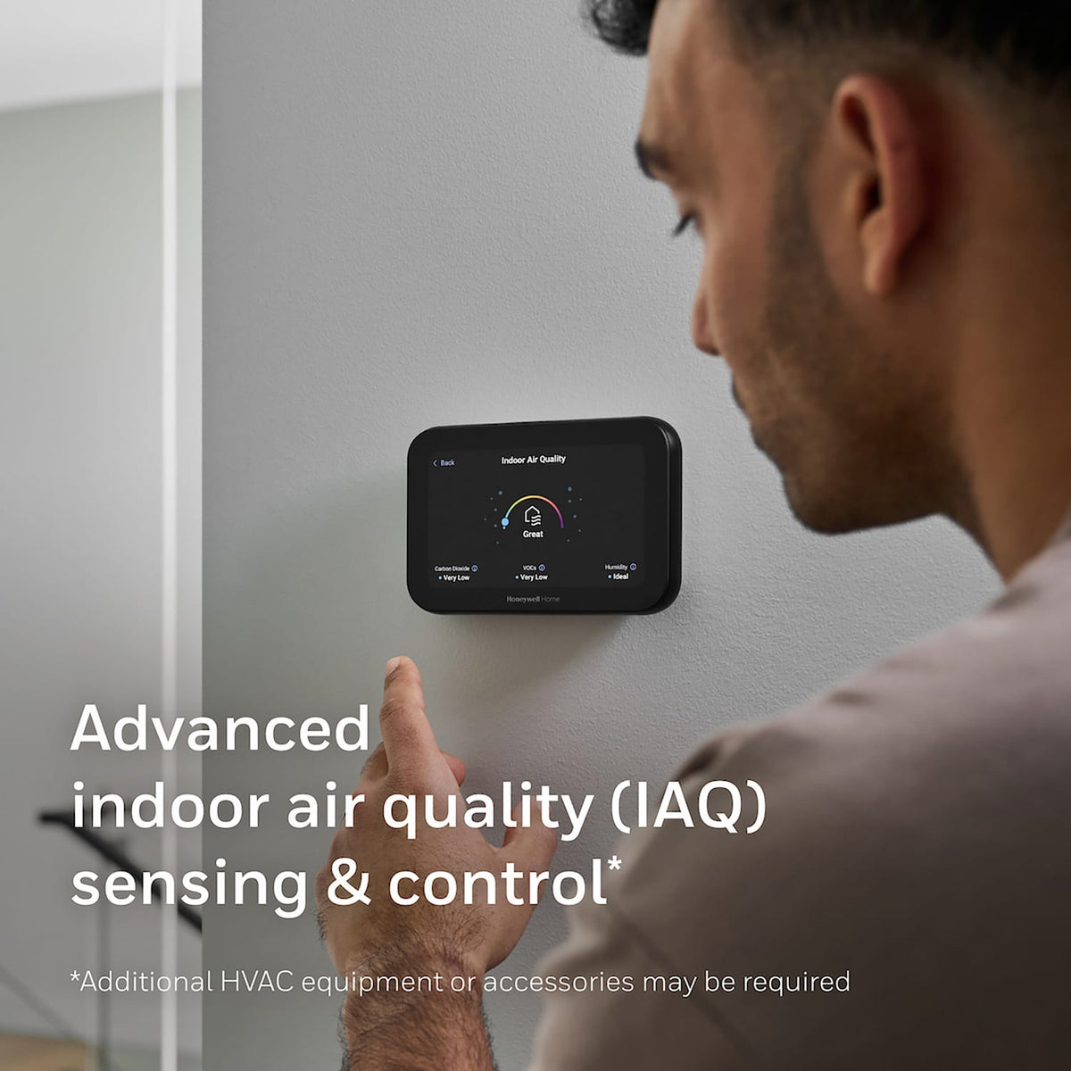 Honeywell Home X8S Smart Thermostat with Video Doorbell Compatibility, Indoor Air Quality Control, and Customizable Touchscreen Display, Black