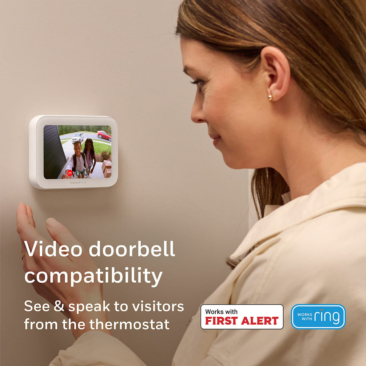 Honeywell Home X8S Smart Thermostat with Video Doorbell Compatibility, Indoor Air Quality Control, and Customizable Touchscreen Display, White