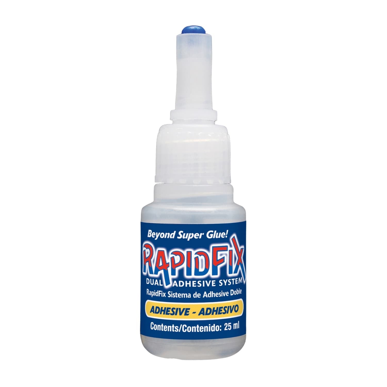 RapidFix Instant Dual-Adhesive Repair System for Plastics, Metal, and Rubber, Squeeze Bottles, 25 mL