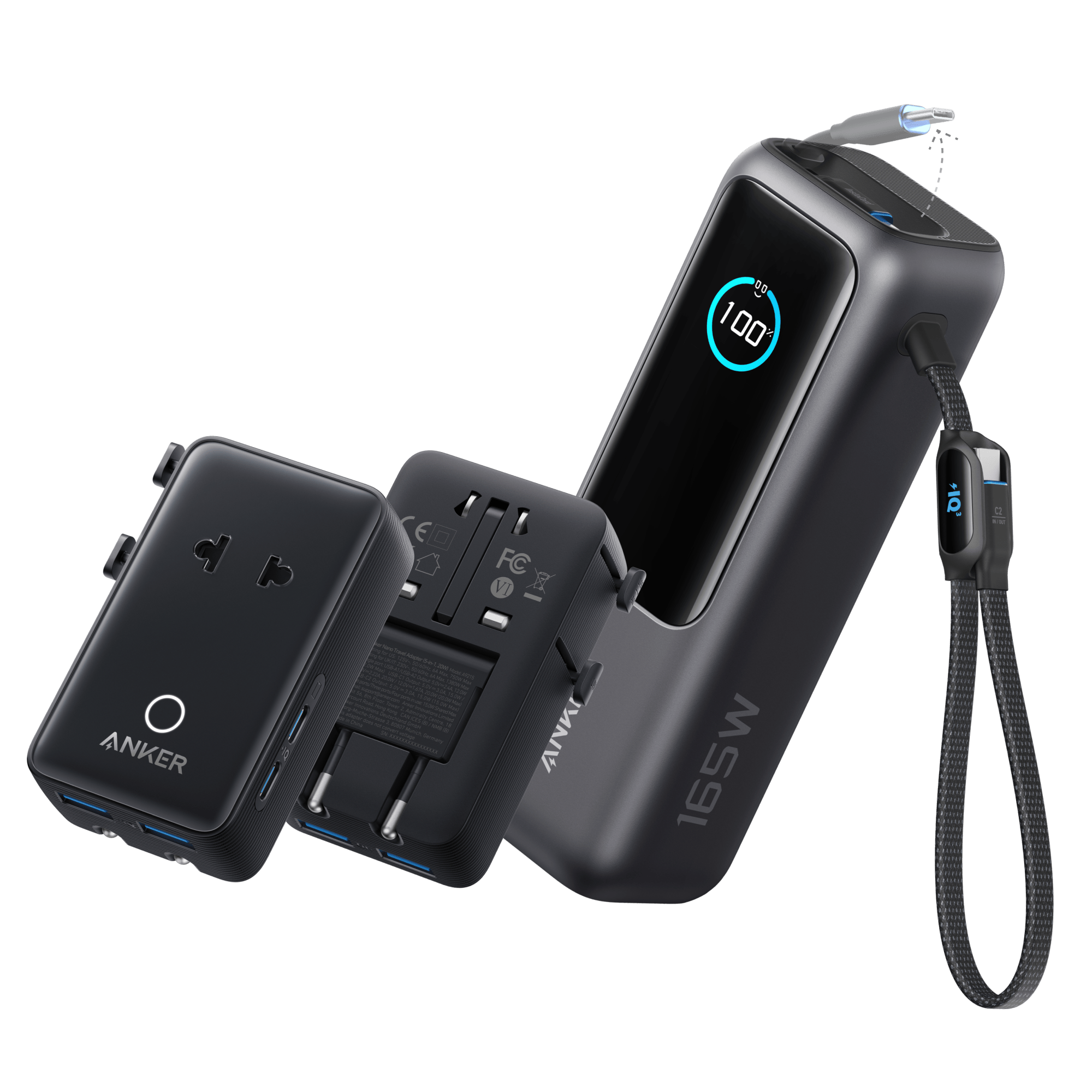 Anker Laptop Power Bank (25K, 165W, Built-In and Retractable Cables)