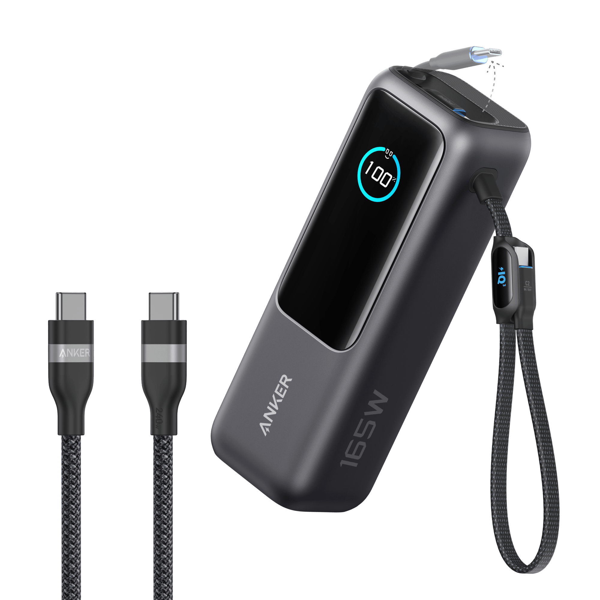 Anker Laptop Power Bank (25K, 165W, Built-In and Retractable Cables)