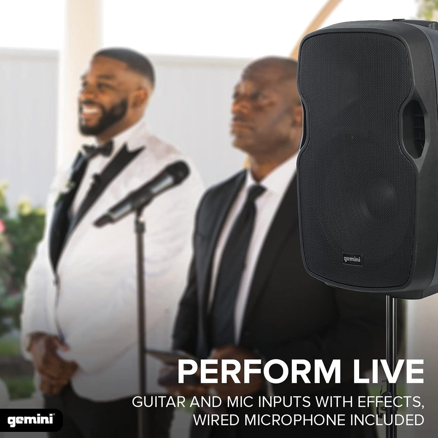 Gemini AS-15TOGO Portable Bluetooth PA Speaker with Integrated Mixer and Wired Microphone, Black