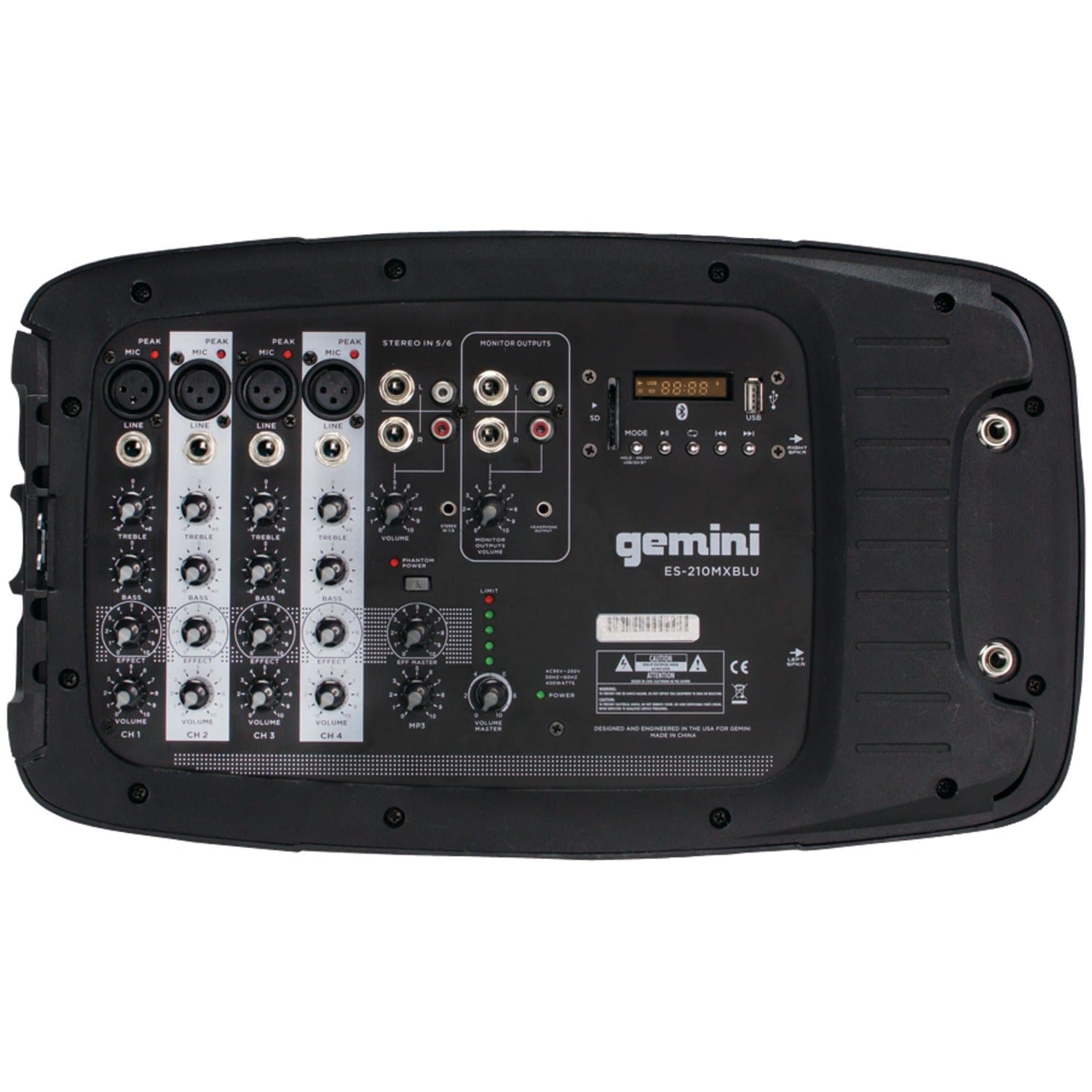 Gemini Bluetooth Portable PA System with Speakers, Mixer, and Wired Microphone, Black, SS-210MXBLU
