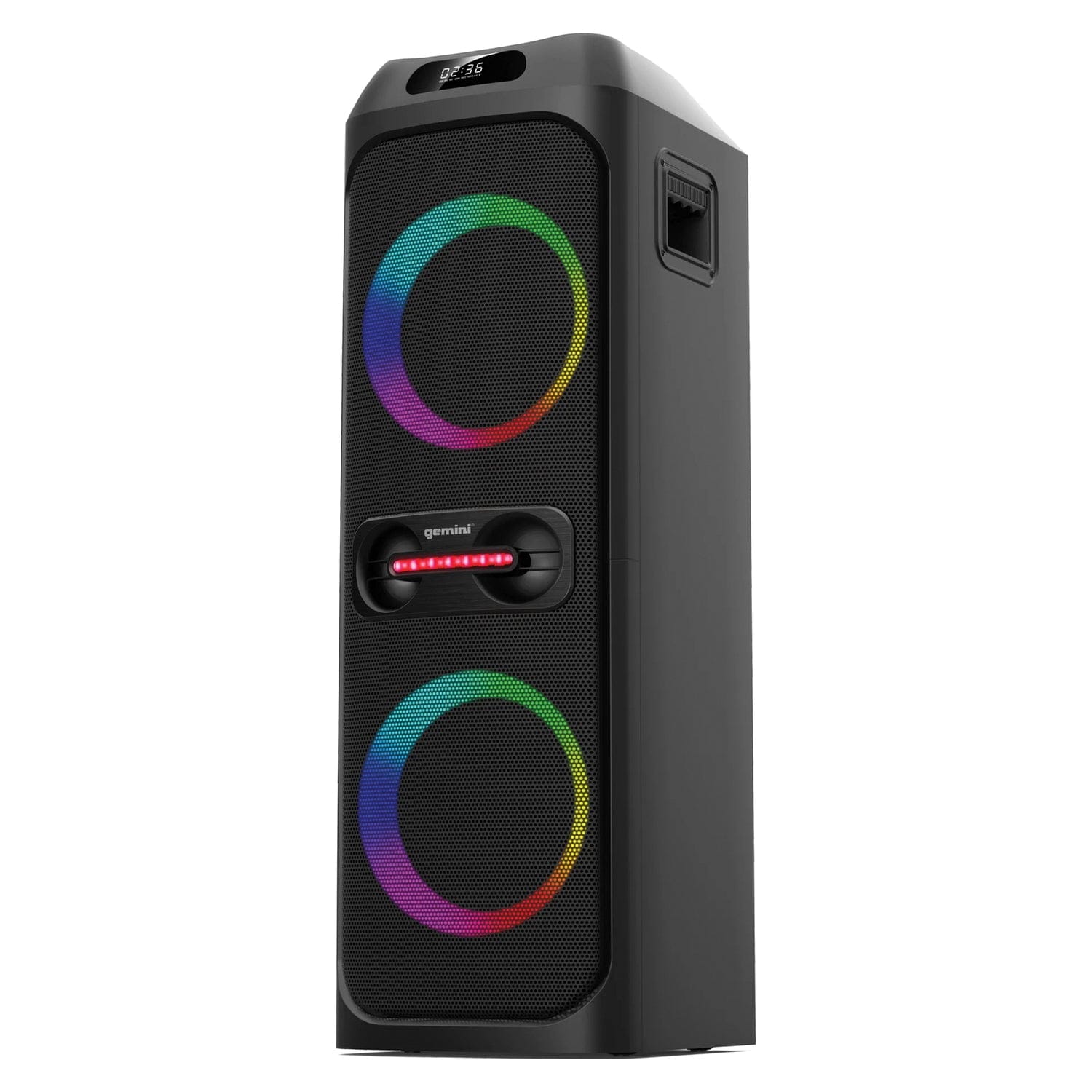 Gemini Portable Bluetooth TWS Speaker with LED Party Lighting and Wired Microphone, Black, GHK-2800
