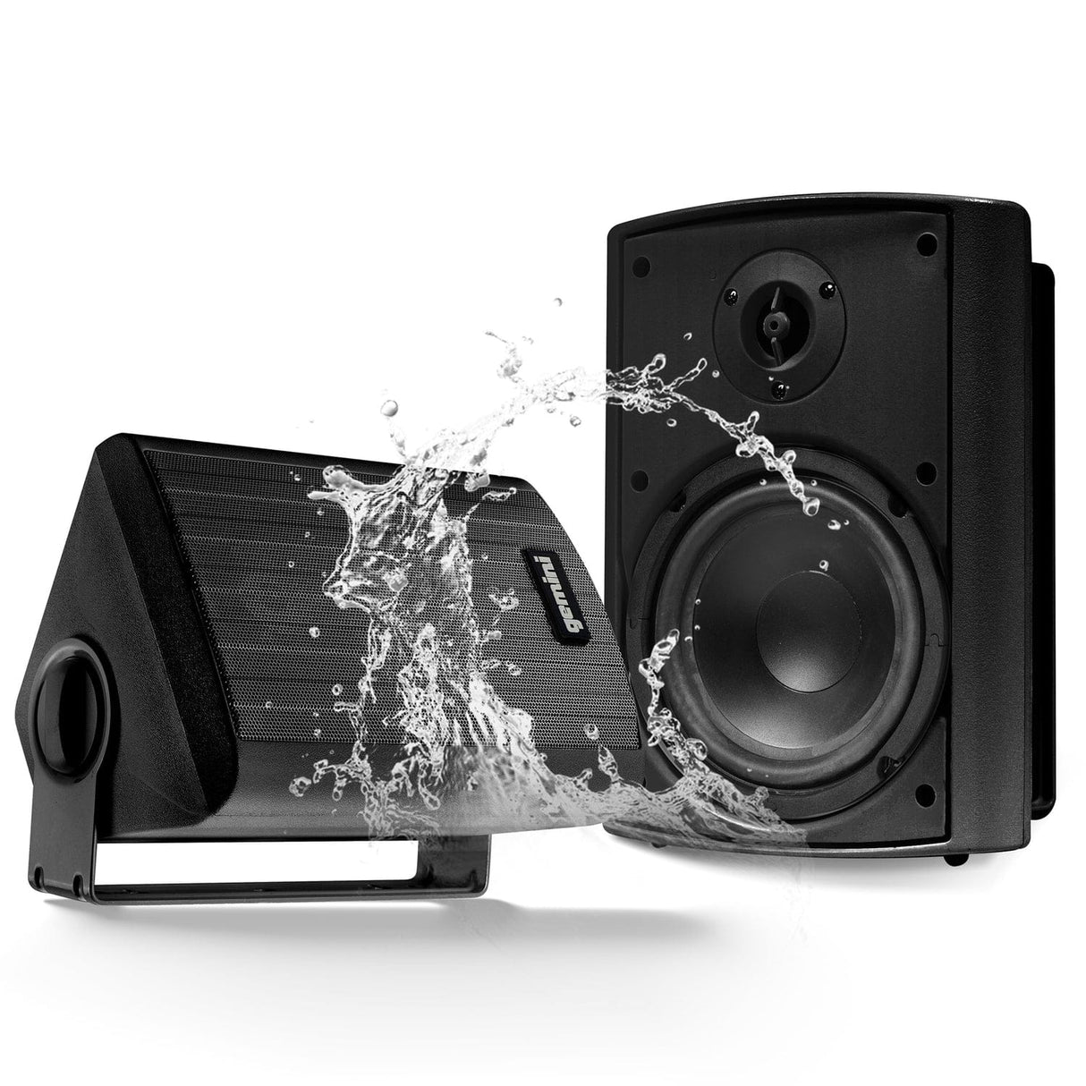 Gemini GHSI Series GHSI-W650BT-PR Outdoor Bluetooth 300-Watt-Peak Outdoor Speaker Set with Mounting Brackets and Remote, 2 Count, Black