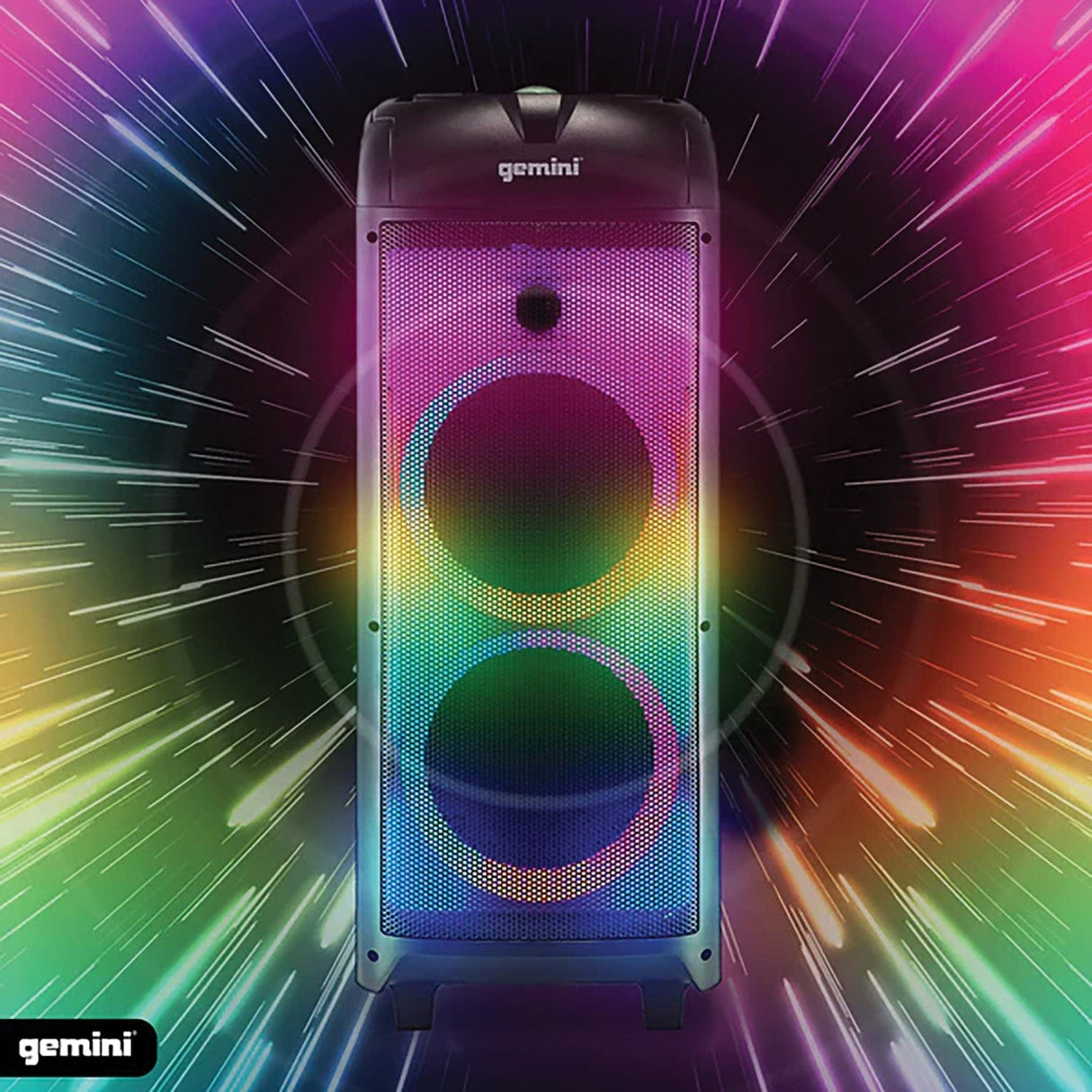 Gemini GPLT Series 360° Portable Bluetooth True Wireless Speaker System with LED Lights, Microphone, and Remote, Black, GPLT-360