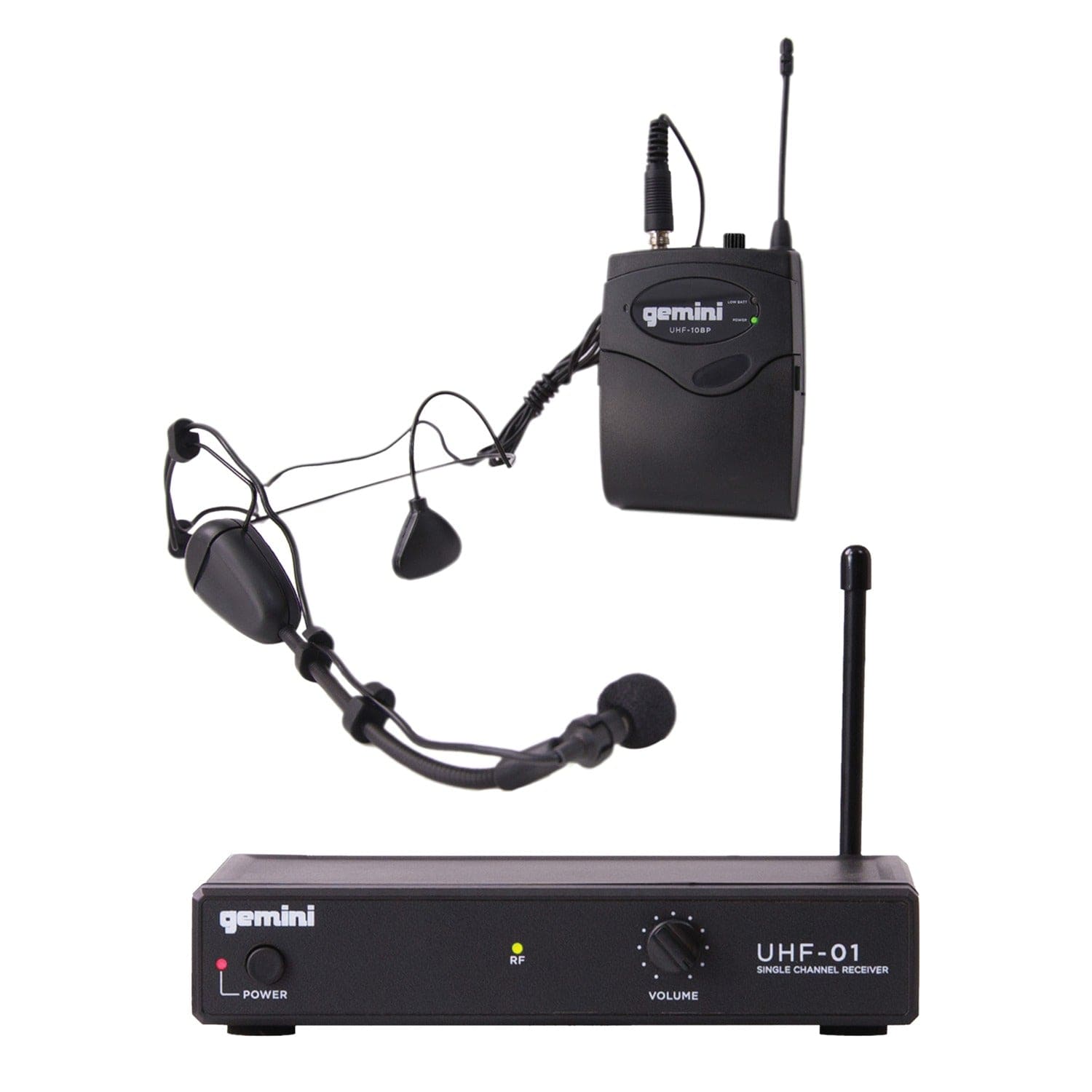 Gemini UHF-01HL-F2 UHF Single-Channel Wireless Microphone System with Headset and Lavalier Microphones