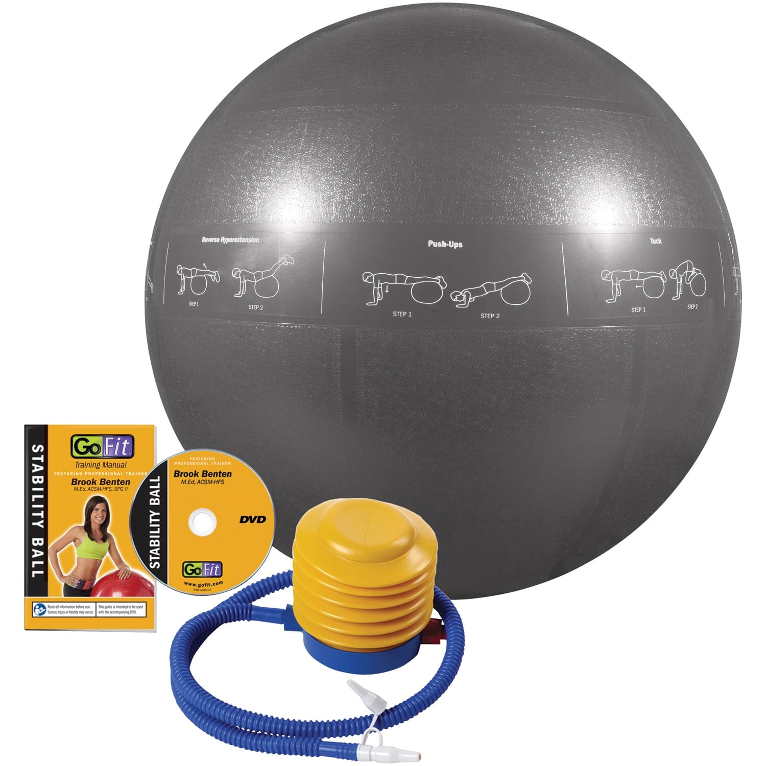 GoFit Pro Grade Stability Guide Ball with Pump, 75cm, Silver