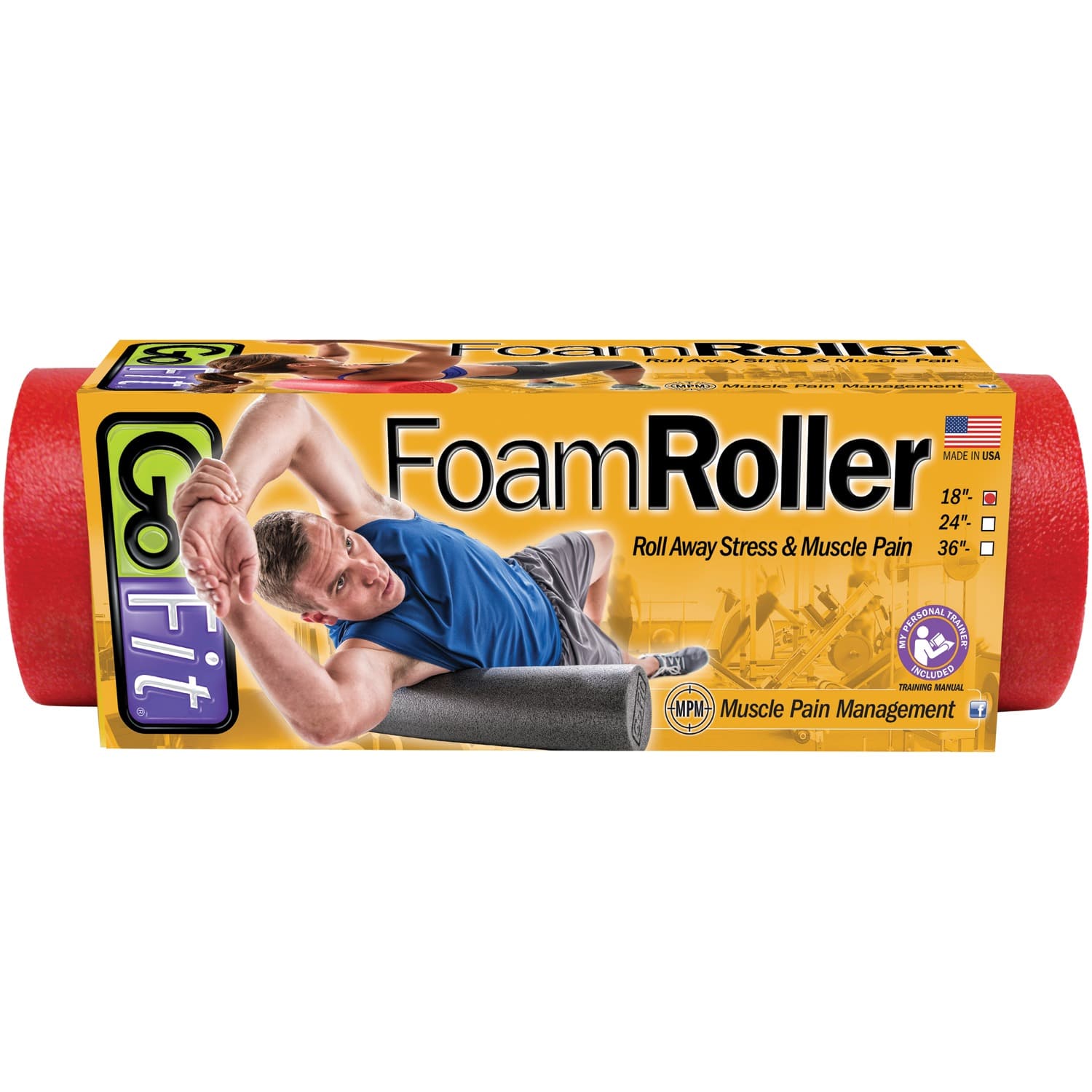 GoFit Foam Roll, 18 In., Red
