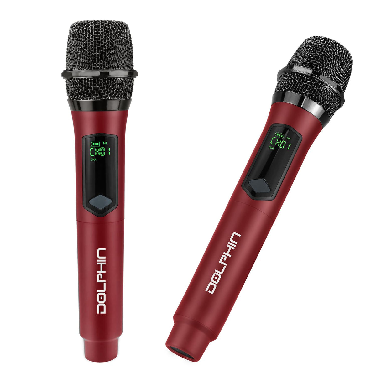 Dolphin Audio MCX-804 1-Channel 2.4-GHz Wireless Mic System, 4 Handheld Dynamic Cardioid Mics, up to 55-Yard Range, Charging Base, 1/4-In. Receiver