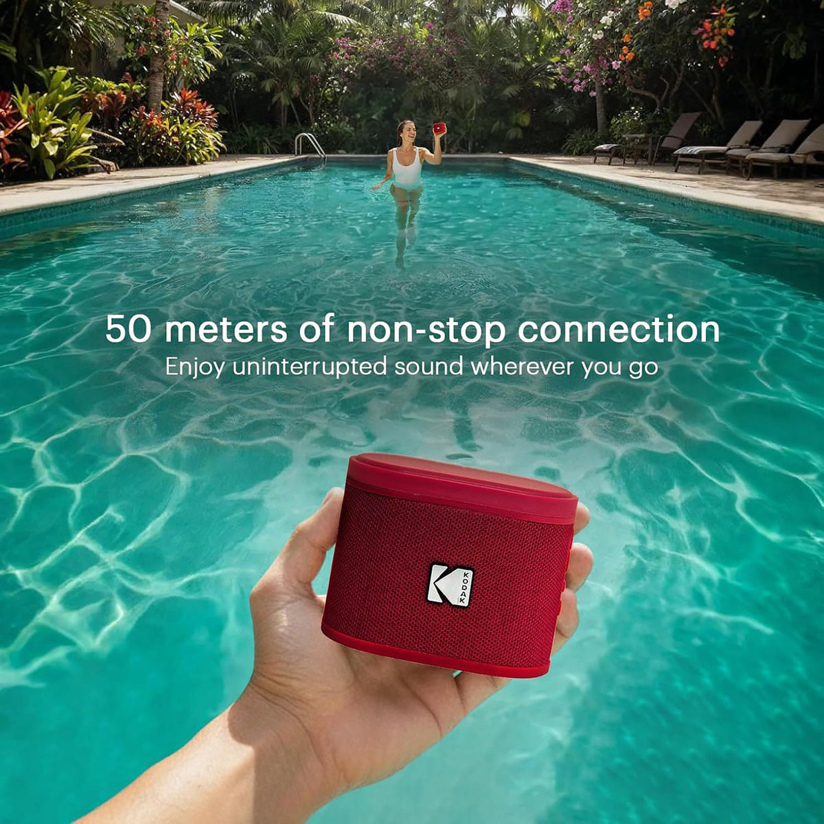 Kodak SoundBrix 2-Piece Portable Rechargeable Bluetooth Speaker System with TWS, Magnetic Docking, up to 5 Hours Play Time, Reverb Red