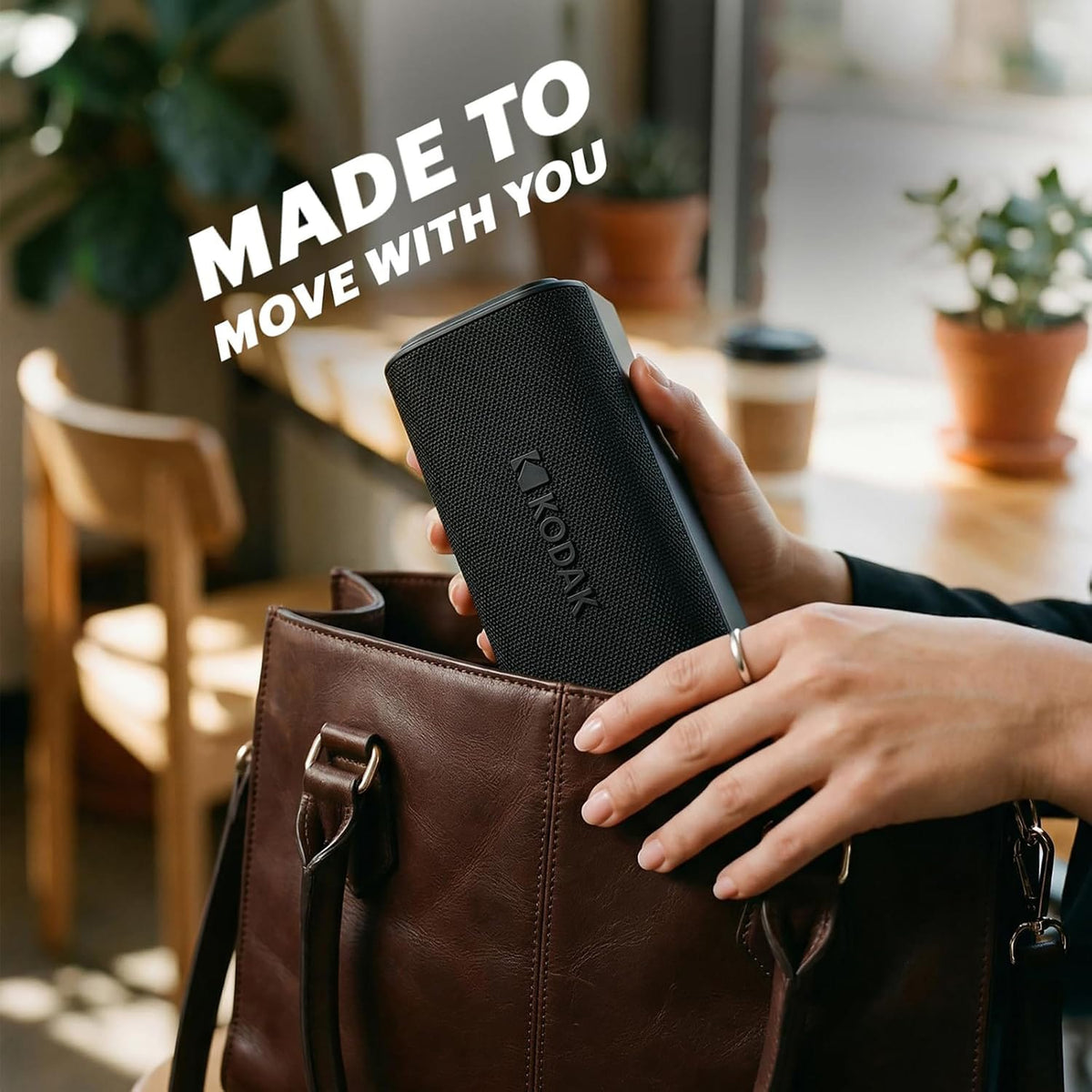 Kodak SoundBrix Plus 2-Piece Portable Rechargeable Bluetooth Speaker System, TWS, Magnetic Docking, IPX4, up to 5 Hours Play Time, Midnight Black