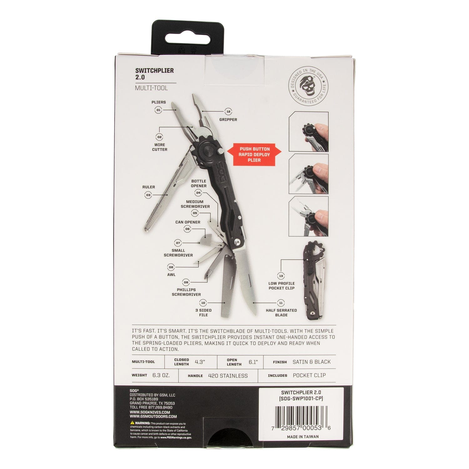 SOG Switch Plier 2.0 12-in-1 Multi-Tool, Satin