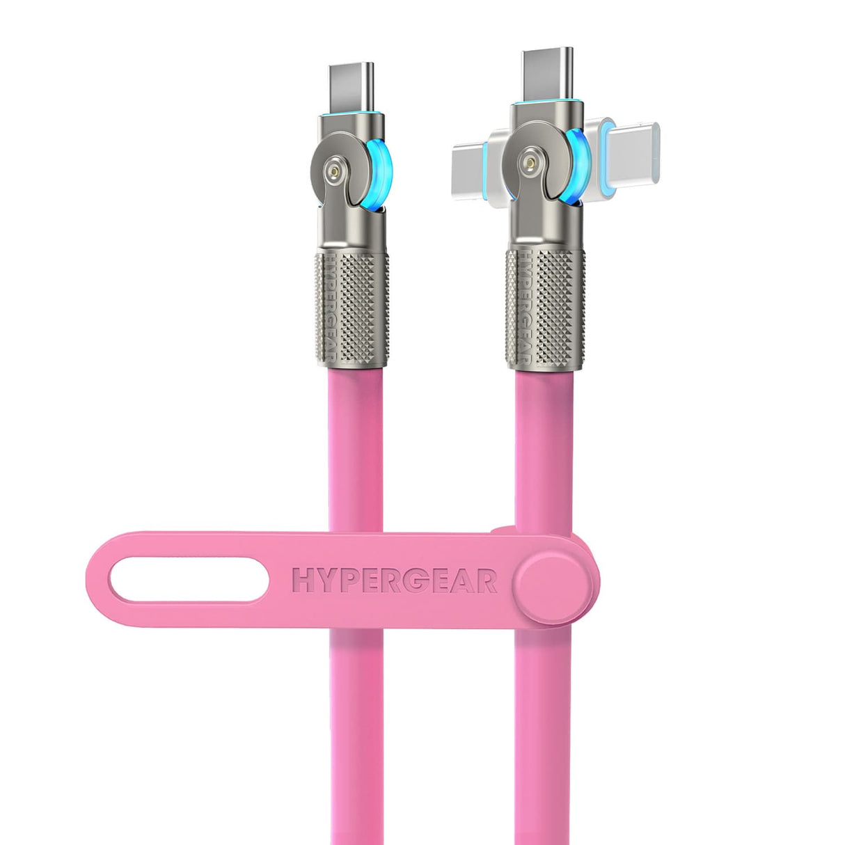 HyperGear USB-C to USB-C Fast Charge and Sync Chunky180° Rugged Cable, 12 Ft., Pink