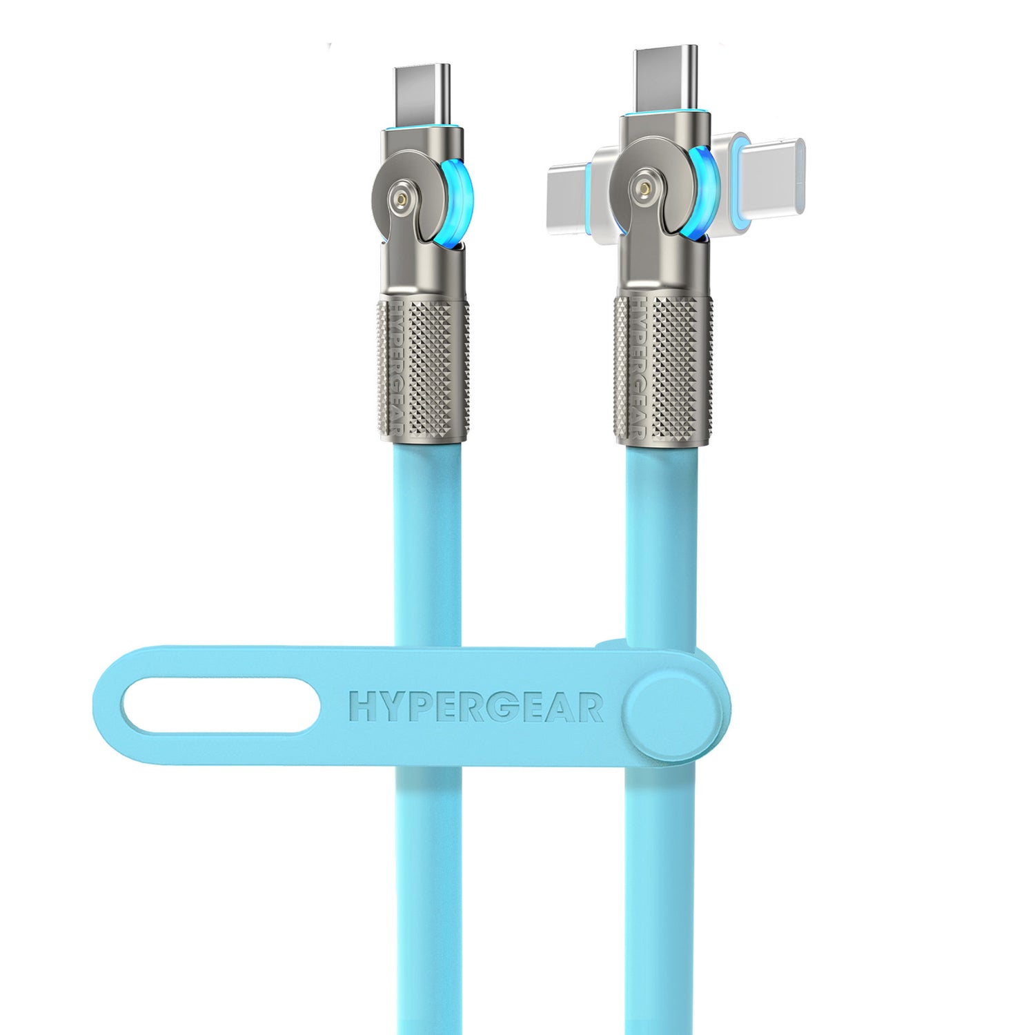 HyperGear USB-C to USB-C Fast Charge and Sync Chunky180° Rugged Cable, 6 Ft., Sky Blue