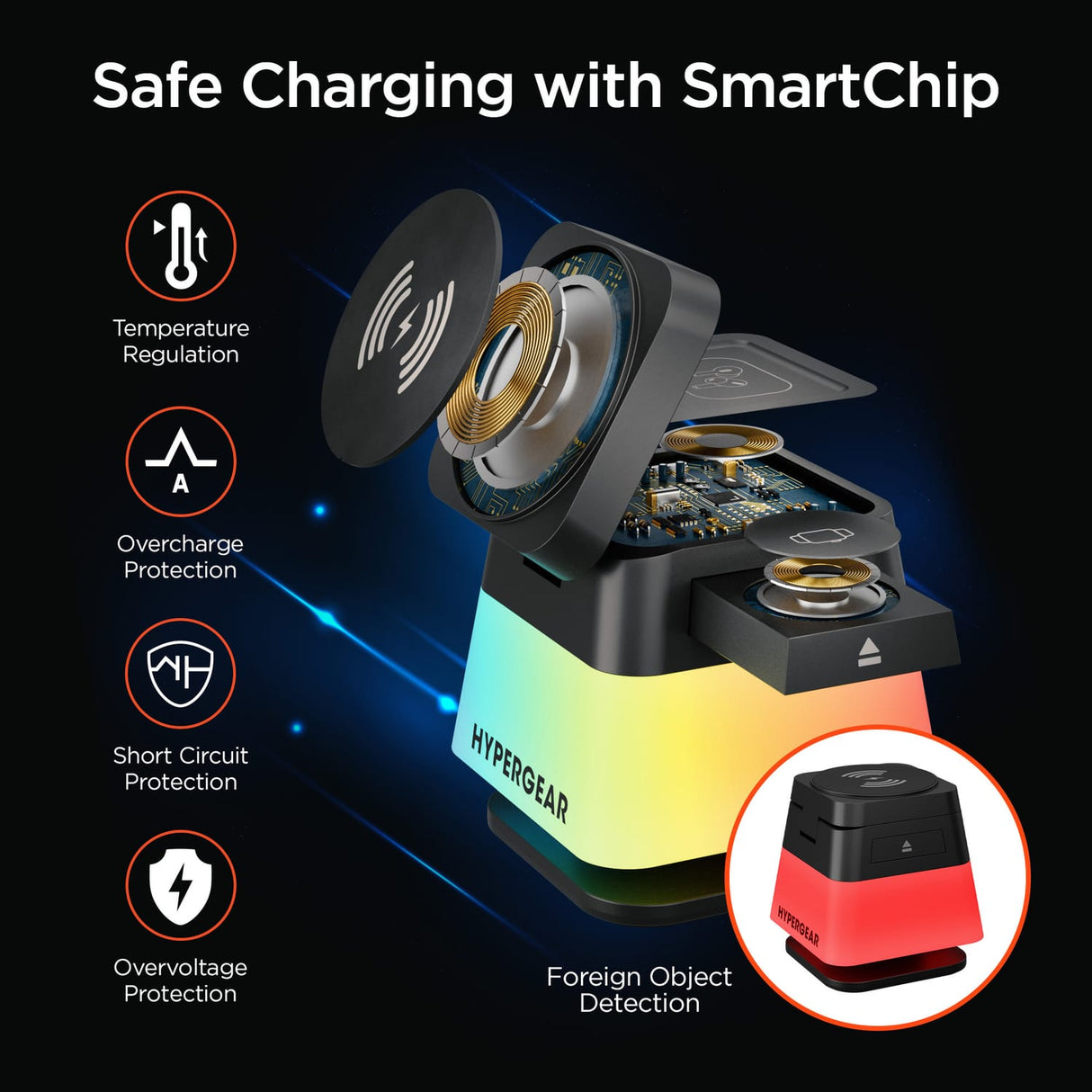 HyperGear 15-Watt PowerFold Cube 3-in-1 Magnetic Wireless Charging Stand for Apple Devices