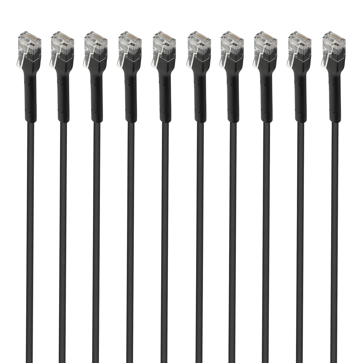 Intellinet Network Solutions CAT-6 U/UTP FlexiBoot Slim Network Patch Cable, 10 Pack, 7 Ft., Black