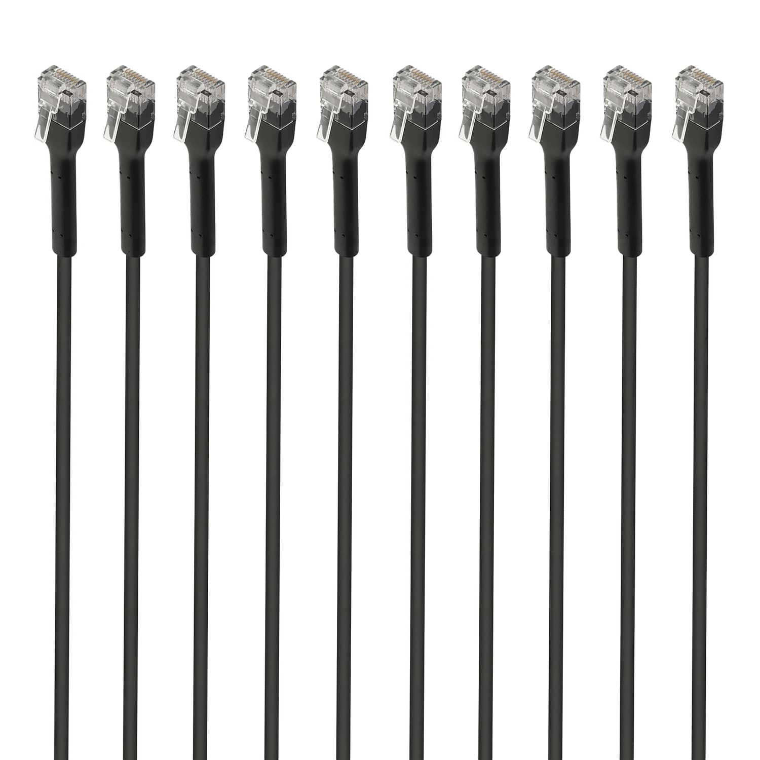 Intellinet Network Solutions CAT-6 U/UTP FlexiBoot Slim Network Patch Cable, 10 Pack, 7 Ft., Black