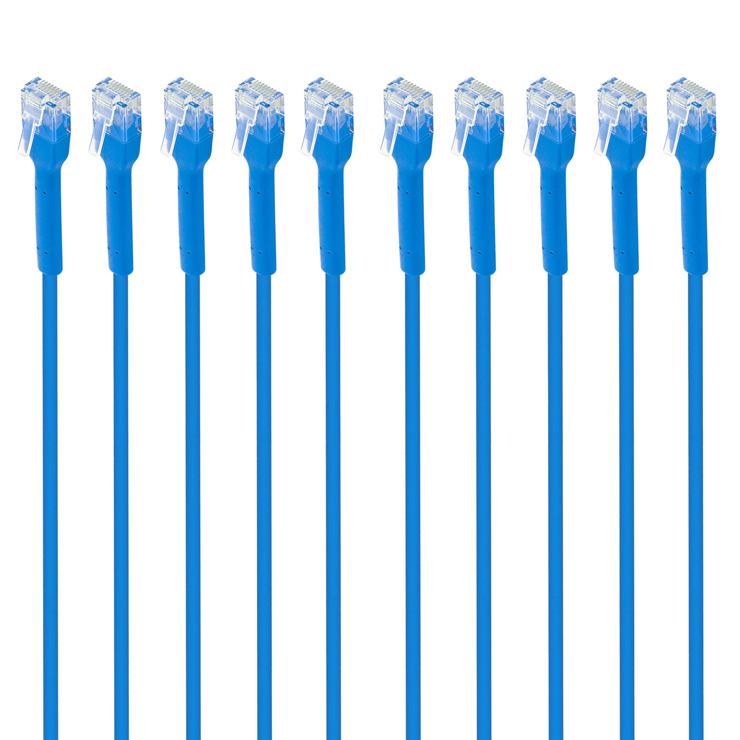 Intellinet Network Solutions CAT-6 U/UTP FlexiBoot Slim Network Patch Cable, 10 Pack, 7 Ft., Blue