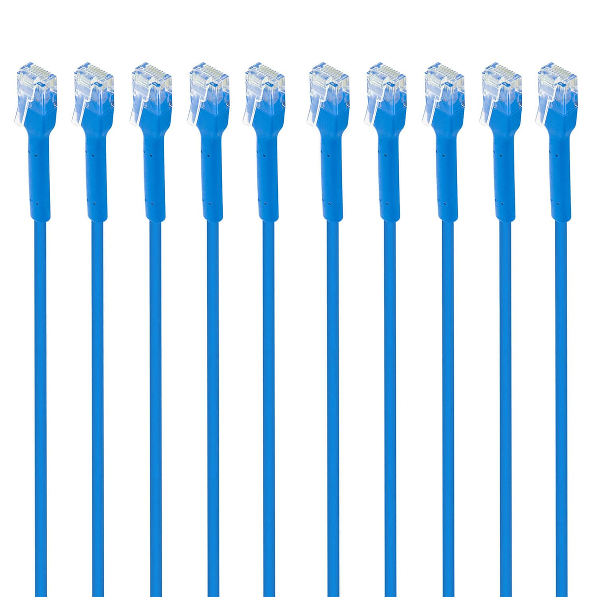 Intellinet Network Solutions CAT-6 U/UTP FlexiBoot Slim Network Patch Cable, 10 Pack, 7 Ft., Blue