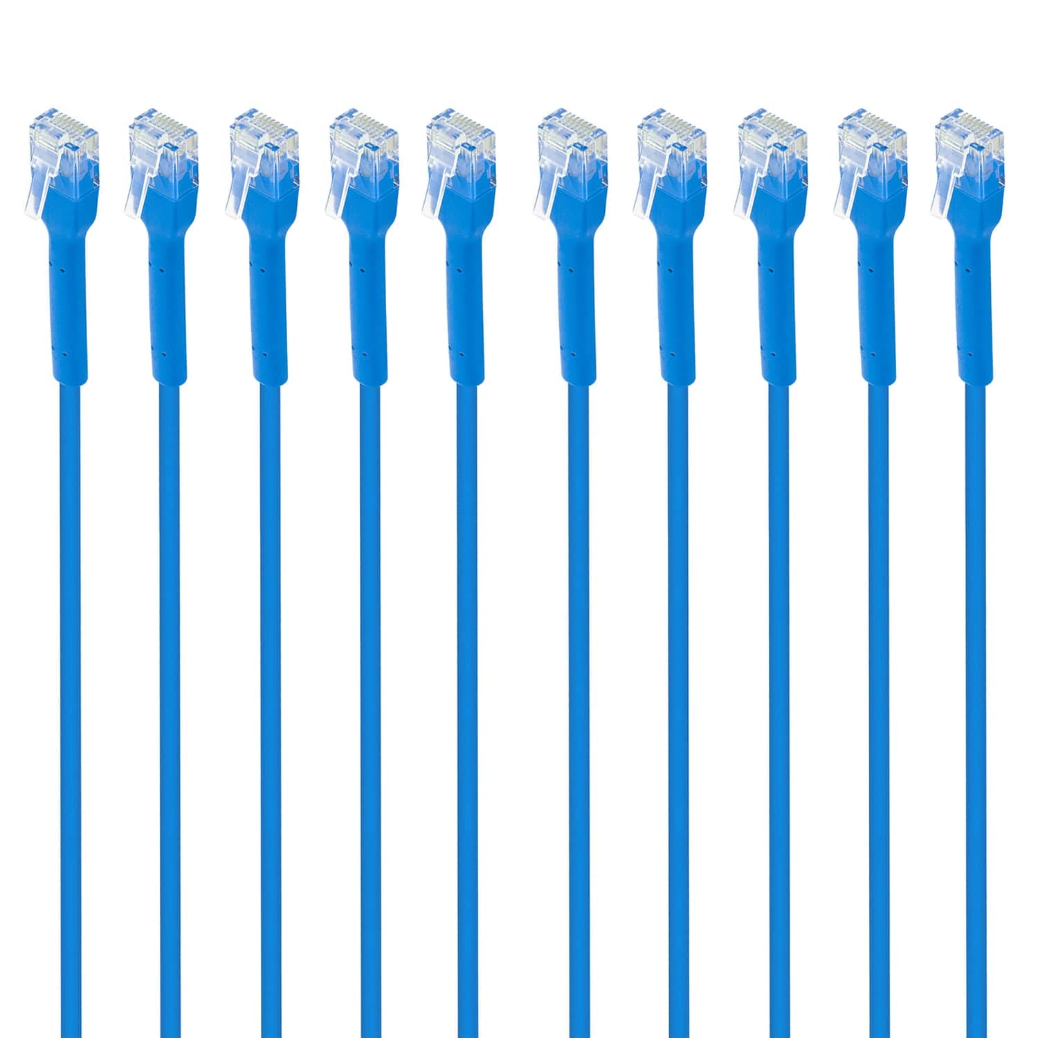 Intellinet Network Solutions CAT-6 U/UTP FlexiBoot Slim Network Patch Cable, 10 Pack, 7 Ft., Blue