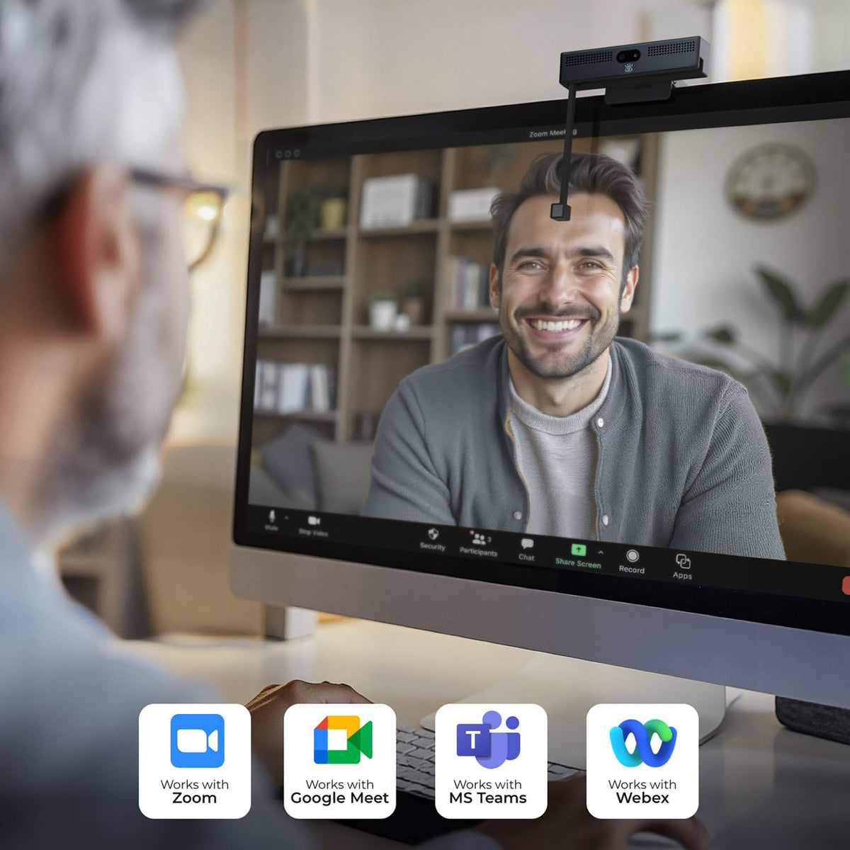 iContact Camera ProHello 4K Eye-Contact Facial Recognition Webcam with Retractable Arm for Desktops