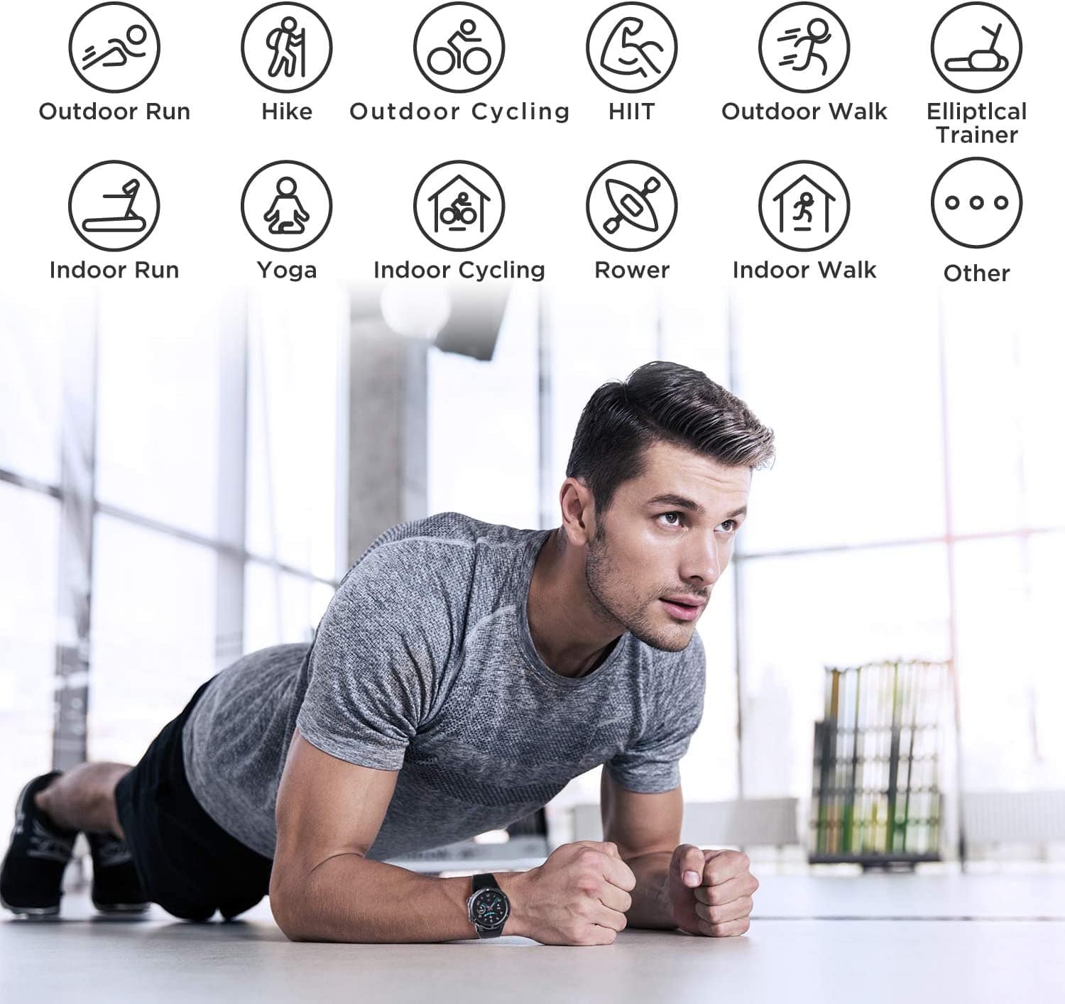 LETSCOM 1.3" Fitness Tracker with Heart Rate Monitor Universal Smart Phone Watch, Black