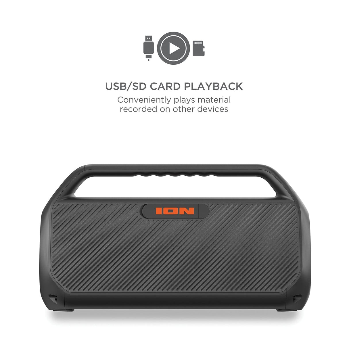 ION Uber Boom Ultra Portable Bluetooth Boom Box with Speakerphone, Lights, and Stereo-Link
