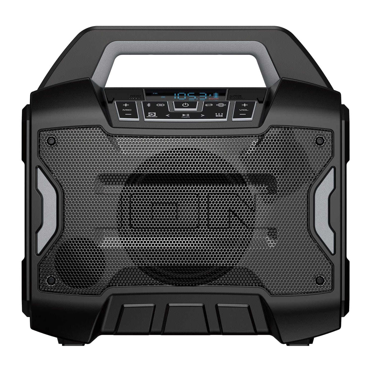 ION Sport Boom All-Weather Rechargeable Portable Speaker with FM Radio, Microphone, and Stereo-Link, Black
