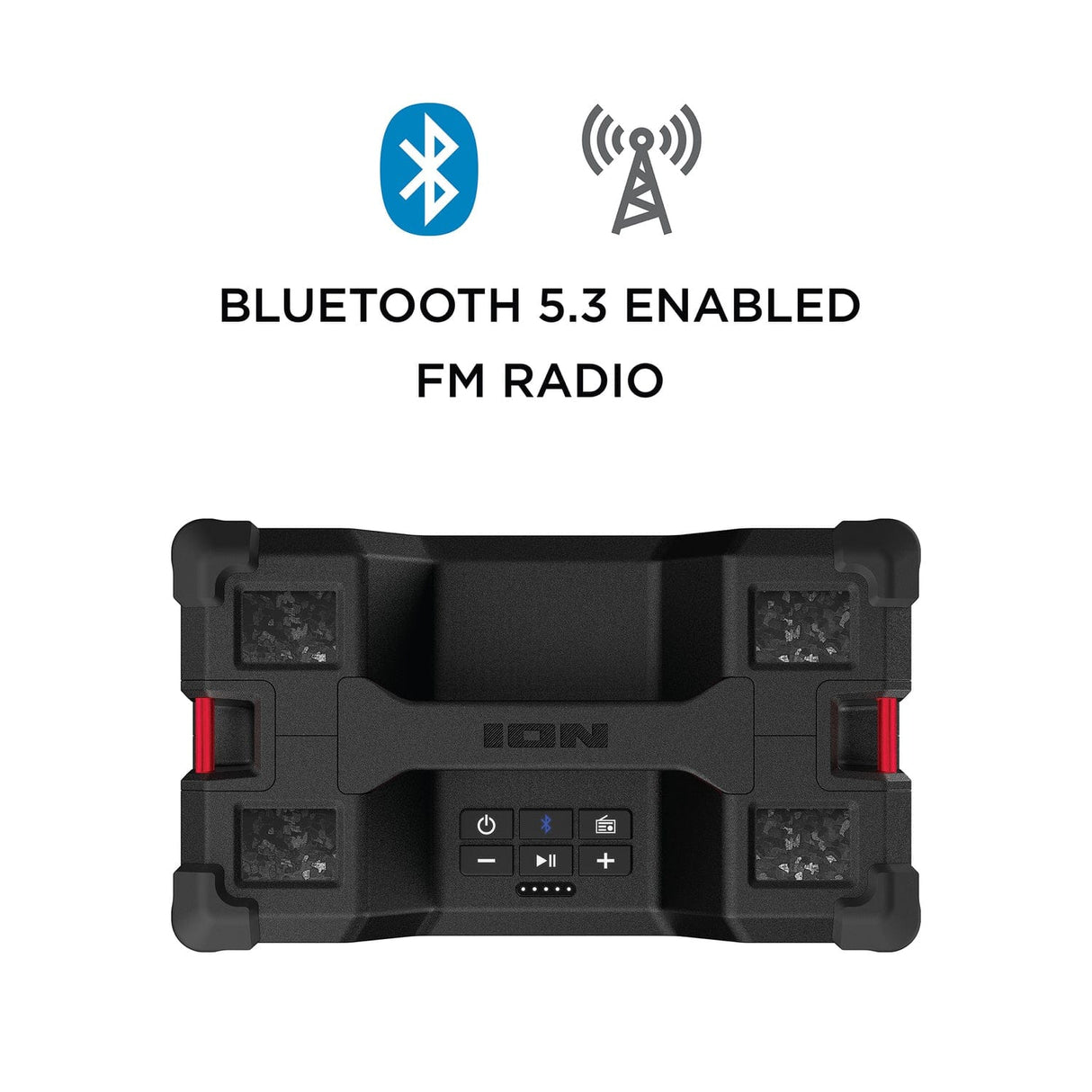 ION Tailgater Tough Portable Bluetooth All-Weather Speaker with Lights and Stereo-Link, Black