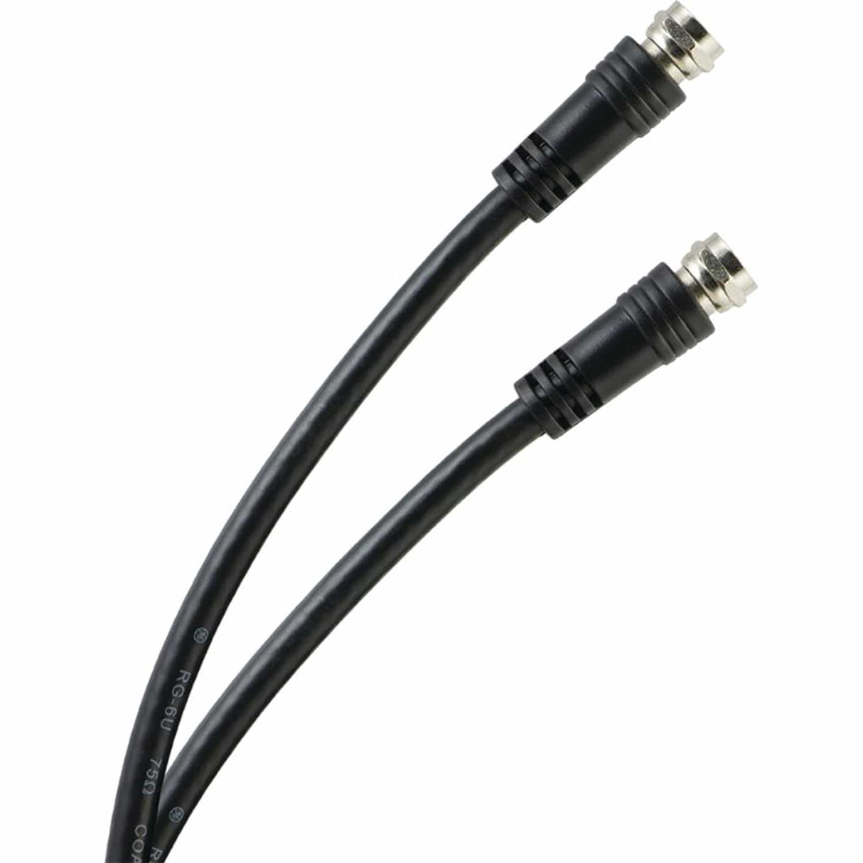 GE RG6 Coaxial Cable with F-Type Connectors, Black, 25 Ft.