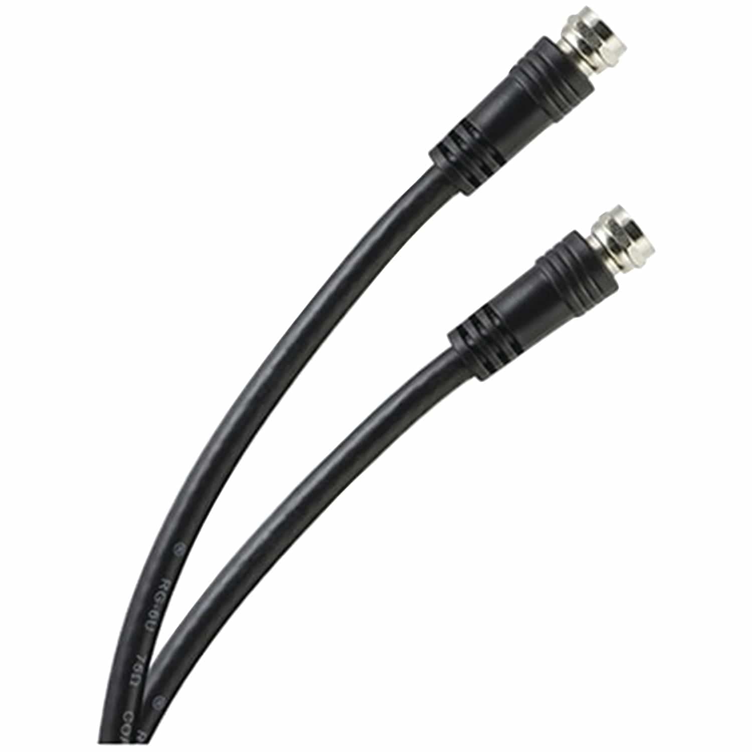 GE RG6 Coaxial Cable with F-Type Connectors, Black, 6 Ft.