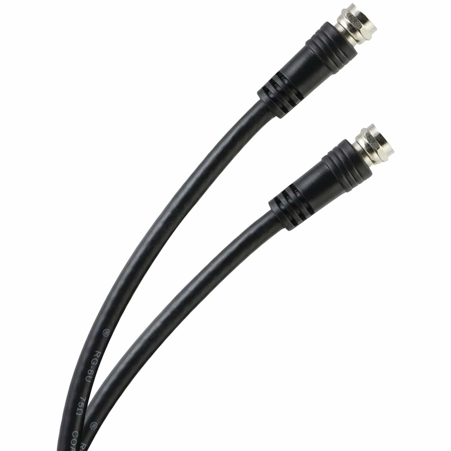 GE RG6 Coaxial Cable with F-Type Connectors, Black, 15 Ft.