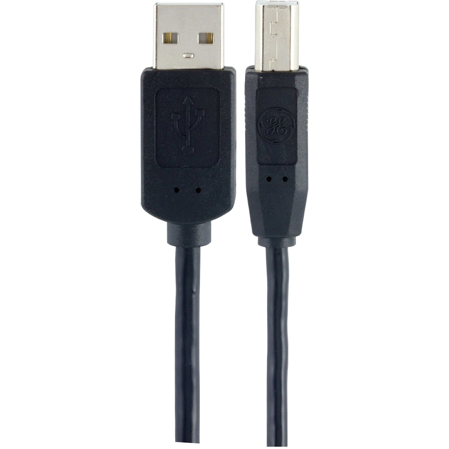 GE A-Male to B-Male USB 2.0 Cable, 6 Ft., Black, 33760