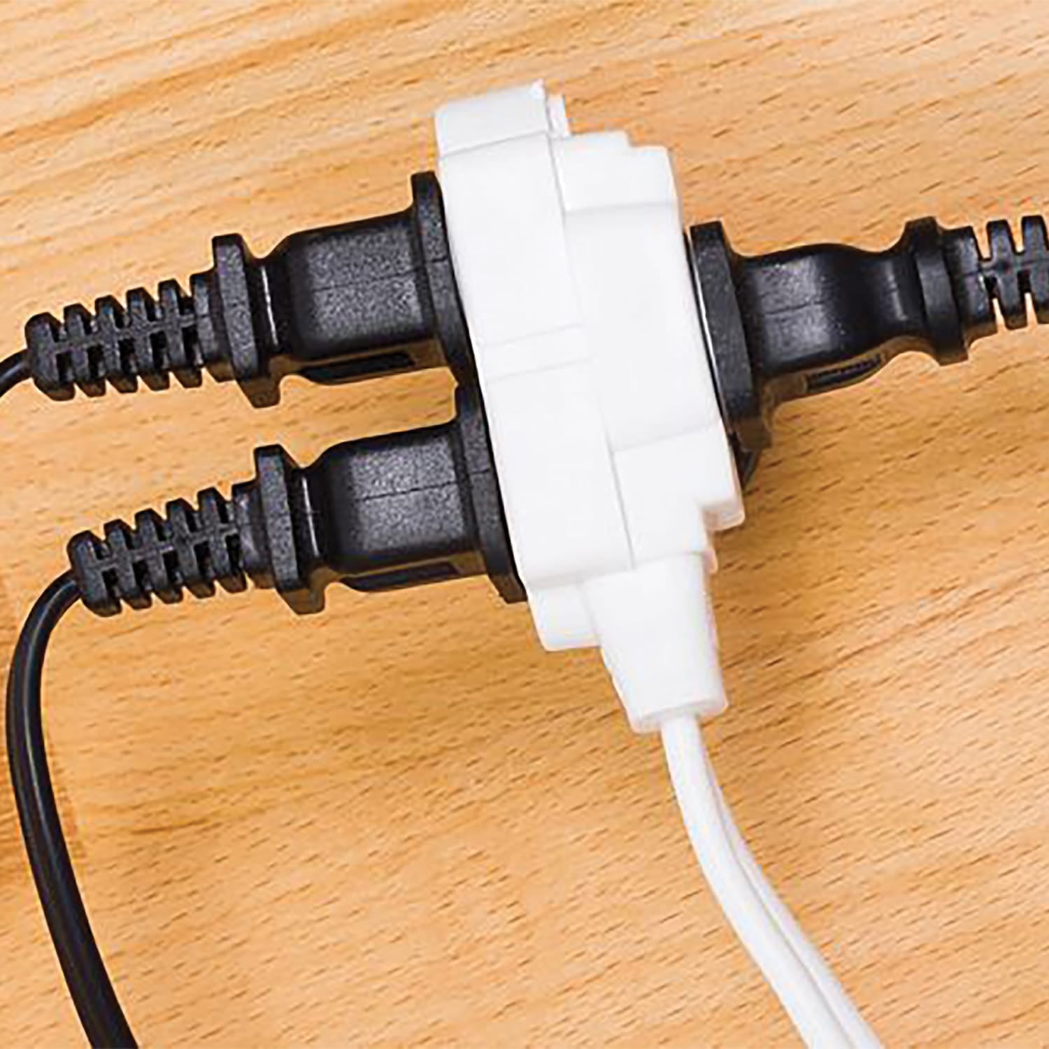 GE Polarized Indoor Extension Cord, 3 Outlets with Twist-to-Close Covers, 6 Ft. Cord, White, 51937