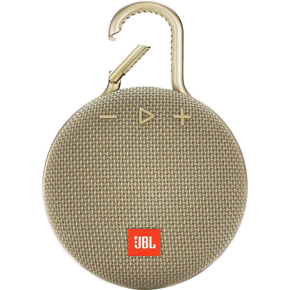 JBL Clip 3 Portable Waterproof Wireless Bluetooth Speaker, Sand - Certified Refurbished