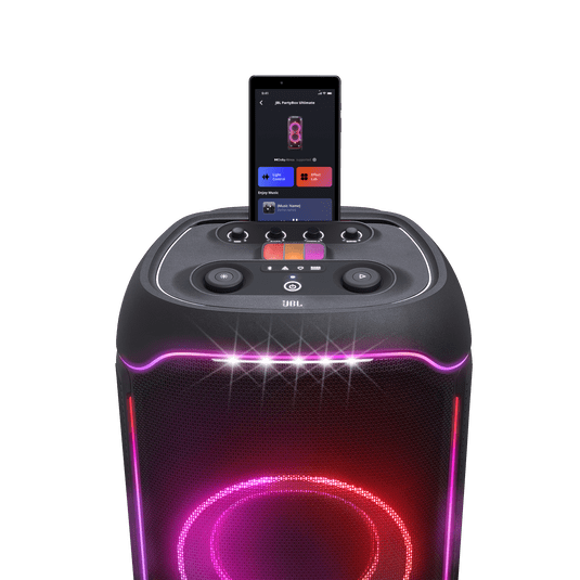 JBL PartyBox Ultimate Wireless Speaker, 1100 Watts, Light Show, IPx4 Splashproof, Dual Mic & Guitar Inputs, Portable Handle & Wheels - Certified Refurbished
