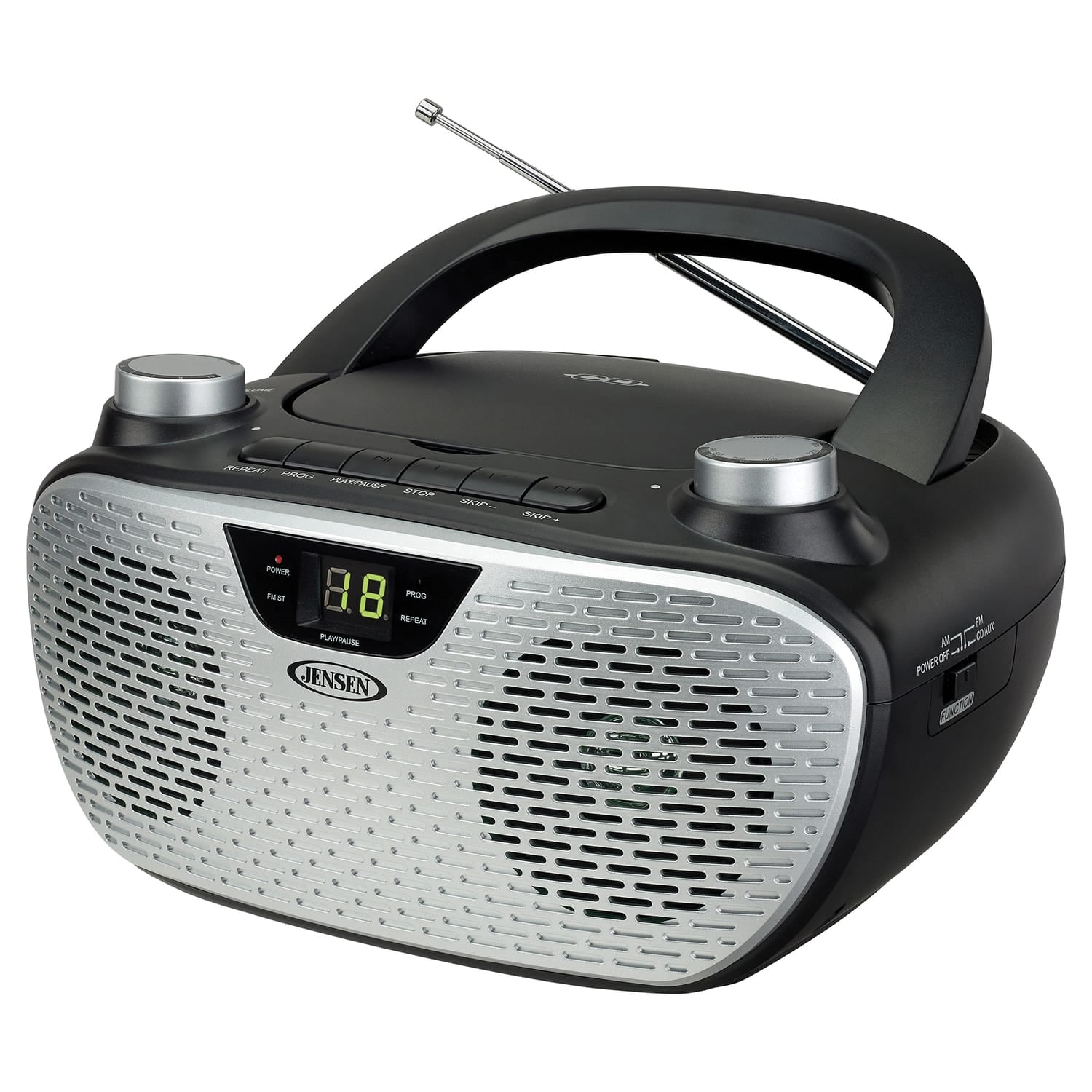 Jensen CD-485 1-Watt Portable Stereo CD Player with AM/FM Radio, Black