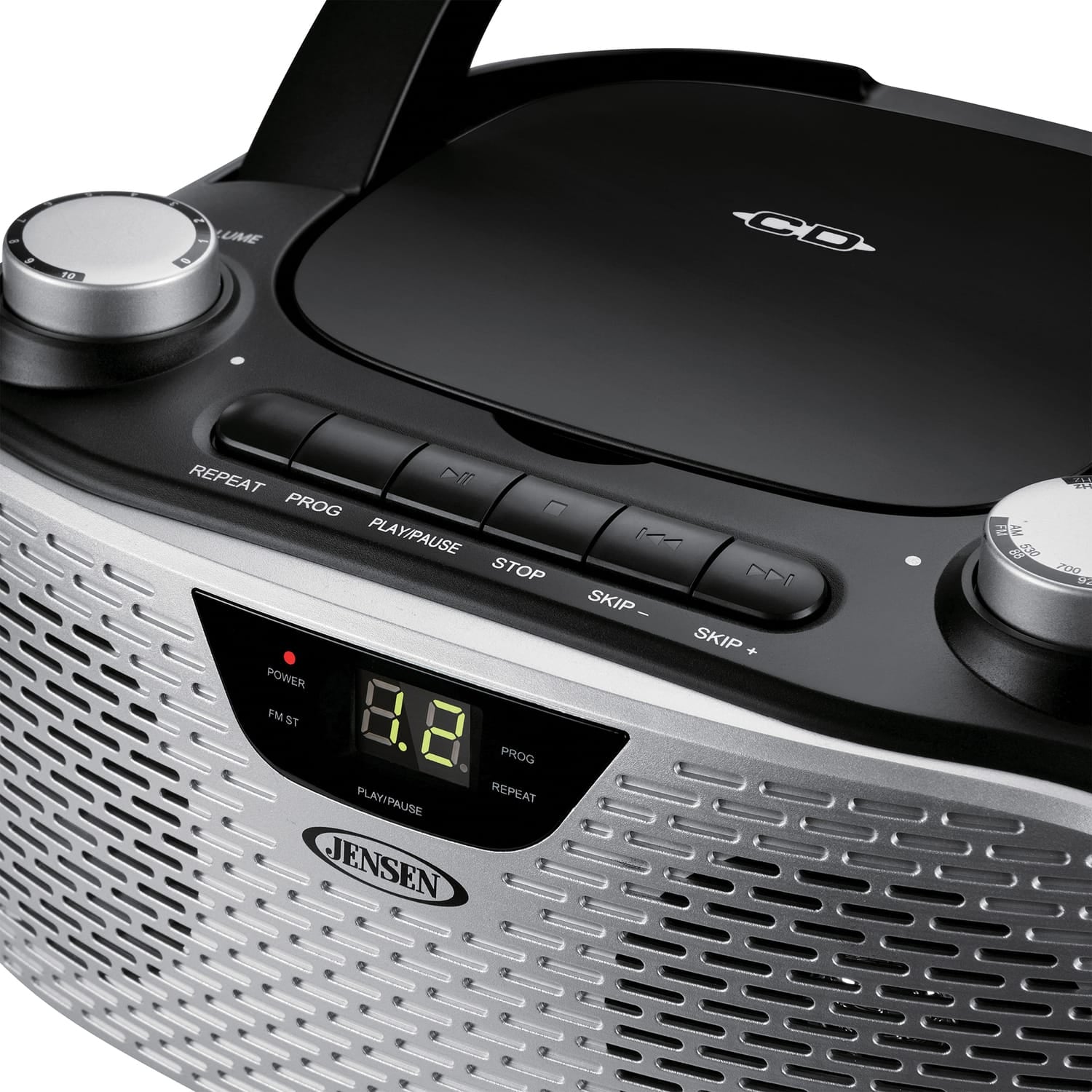 Jensen CD-485 1-Watt Portable Stereo CD Player with AM/FM Radio, Black
