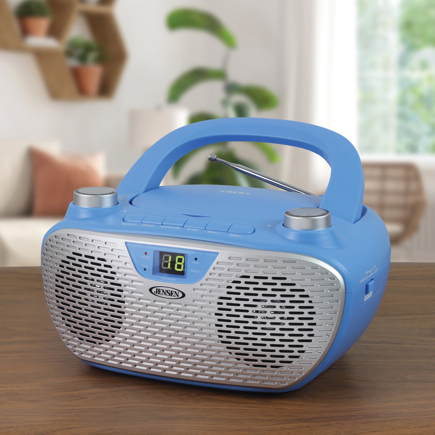 Jensen CD-485 1-Watt Portable Stereo CD Player with AM/FM Radio, Blue