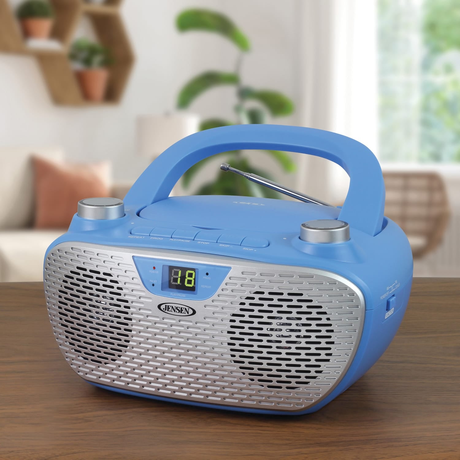 Jensen CD-485 1-Watt Portable Stereo CD Player with AM/FM Radio, Blue