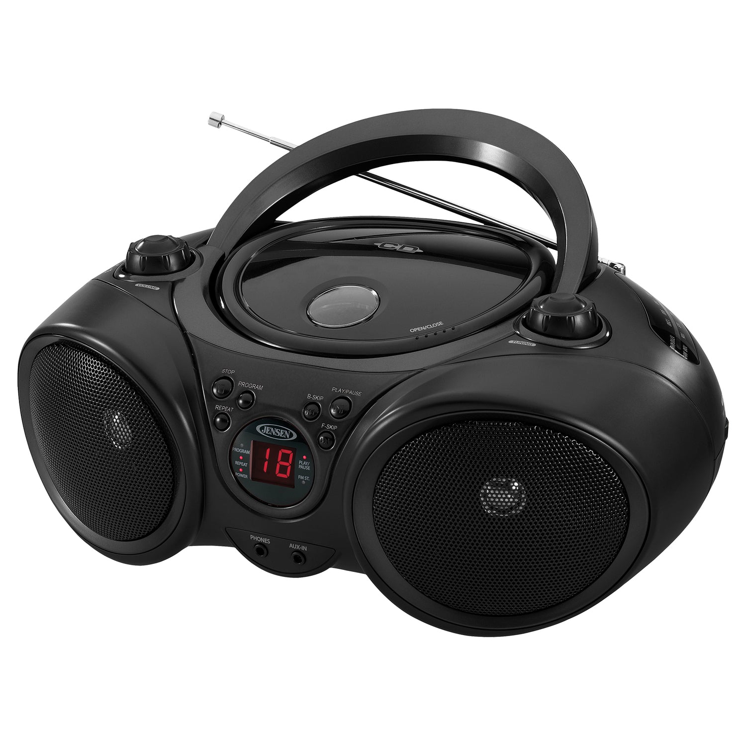 Jensen Portable CD Player with AM/FM Stereo Radio, CD-490, Black