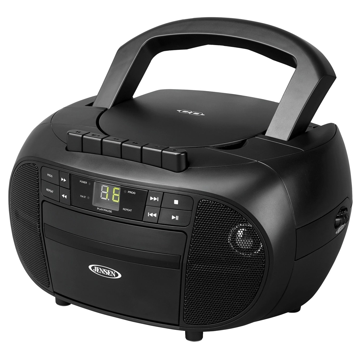 Jensen Portable CD Music System with Cassette Player/Recorder and AM/FM Stereo Radio, CD-550, Black