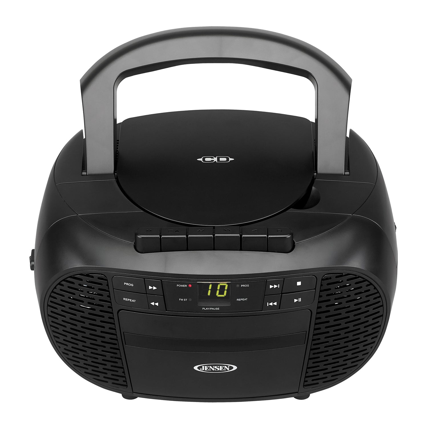 Jensen Portable Bluetooth CD Music System with Built-in Speakers, Cassette Player/Recorder, AM/FM Radio, and Aux, CD-550ABT, Black