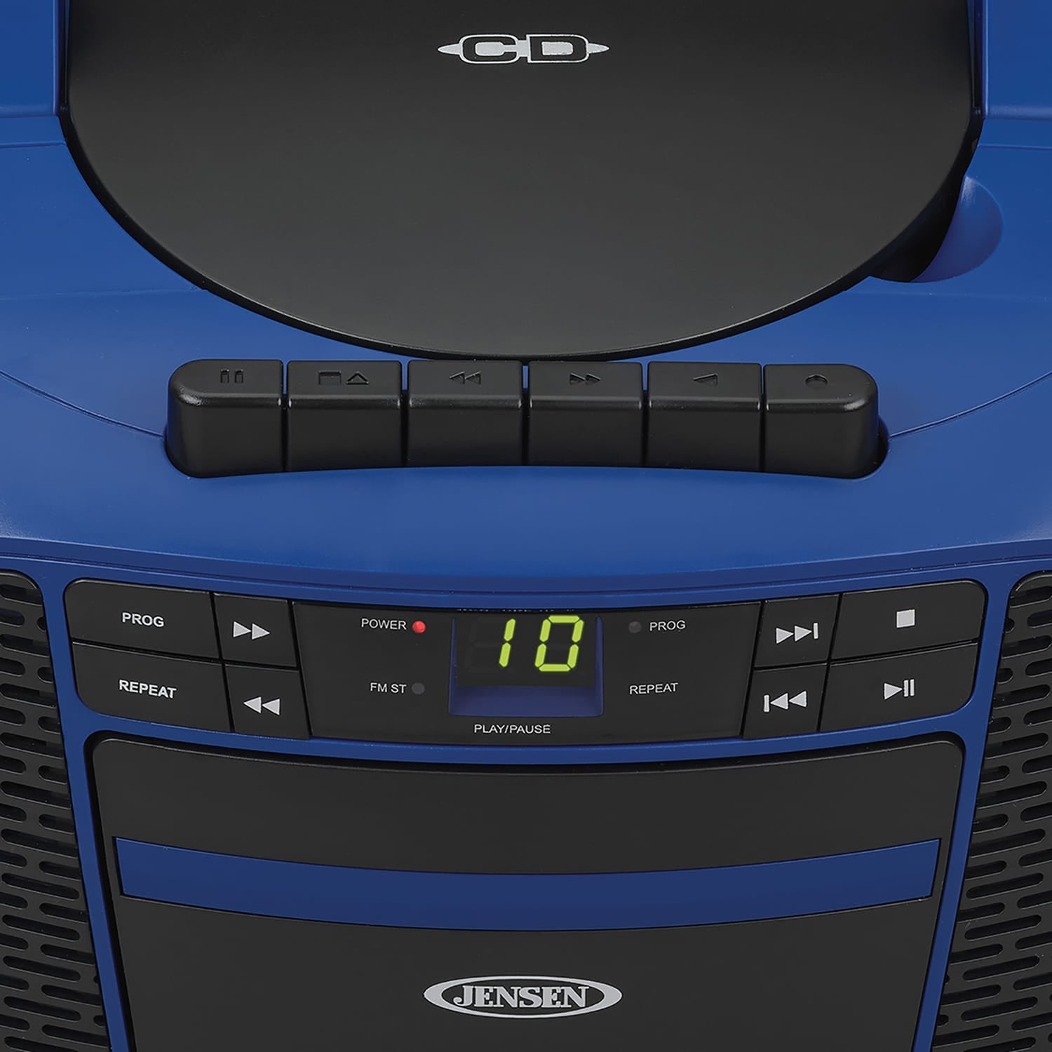 Jensen Portable CD Music System with Cassette Player/Recorder and AM/FM Stereo Radio, CD-550, Blue/Black